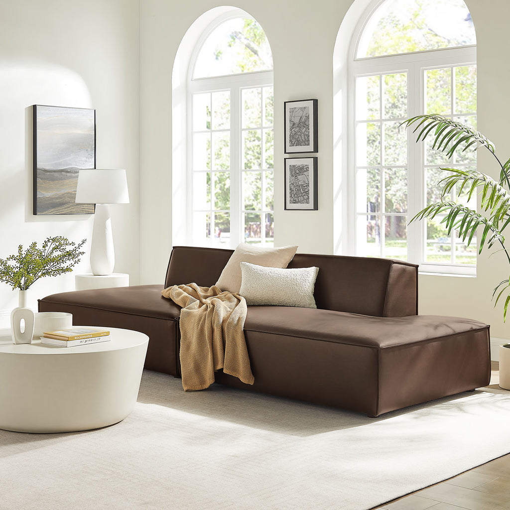 Restore 2-Piece Vegan Leather Modular Loveseat - Espresso (Chaise, Chaise)