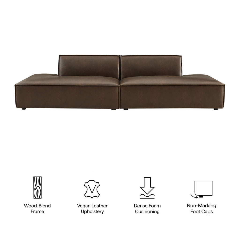 Restore 2-Piece Vegan Leather Modular Loveseat - Espresso (Chaise, Chaise)