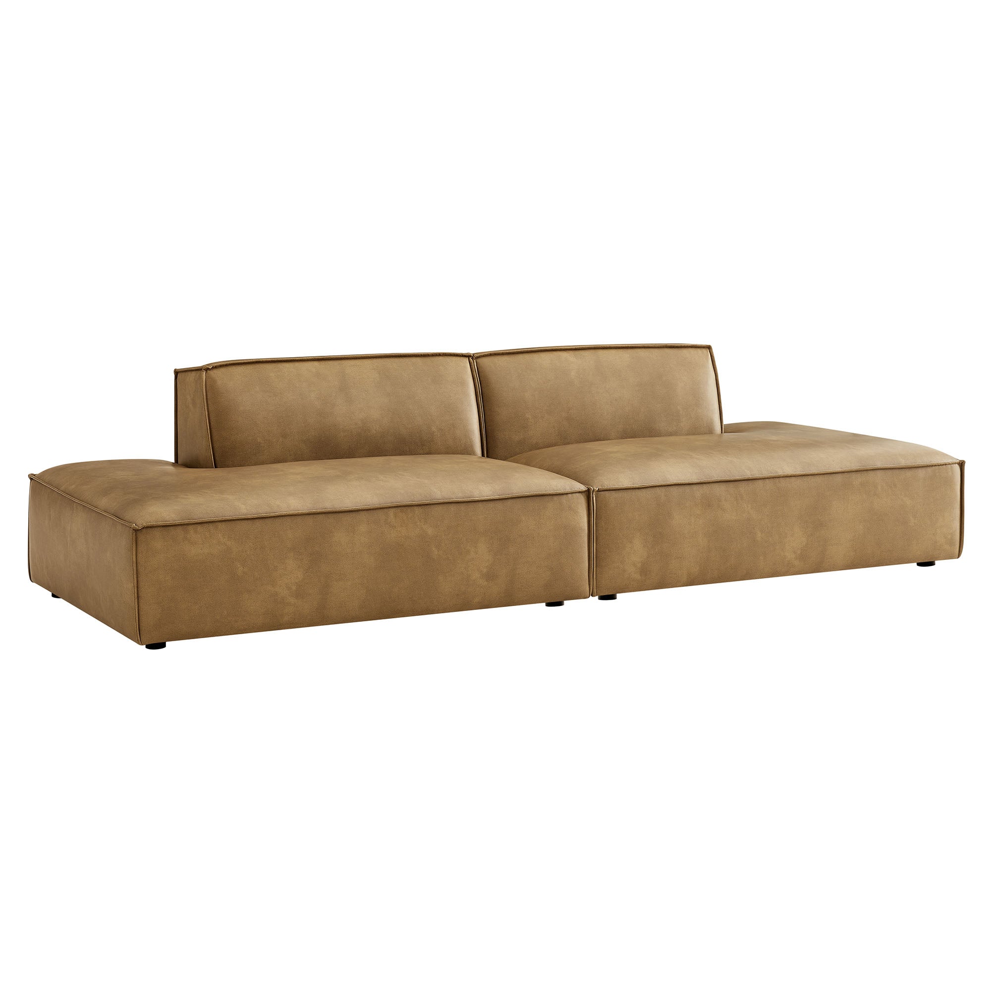 Restore 2-Piece Vegan Leather Modular Loveseat - Toast (Chaise, Chaise)