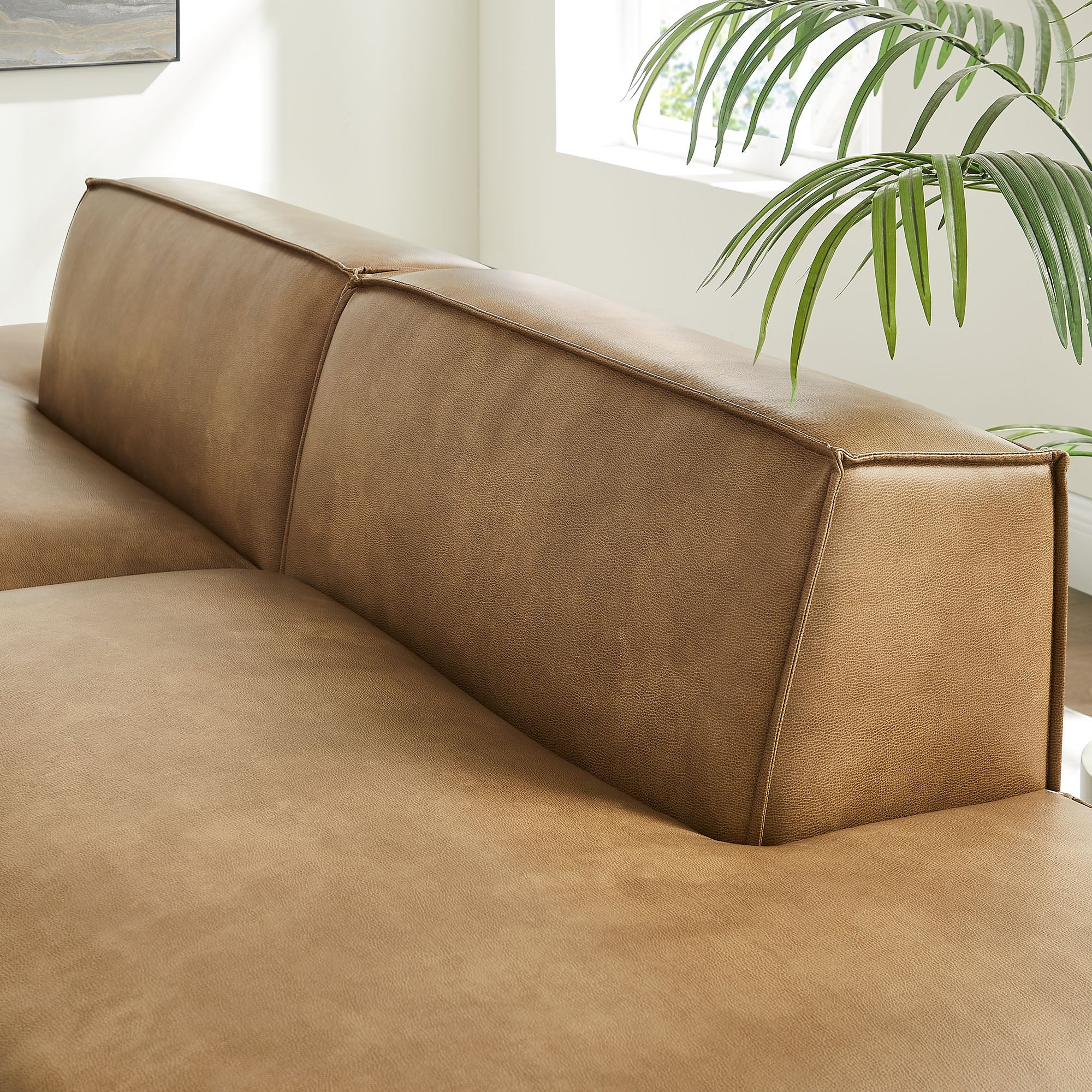 Restore 2-Piece Vegan Leather Modular Loveseat - Toast (Chaise, Chaise)