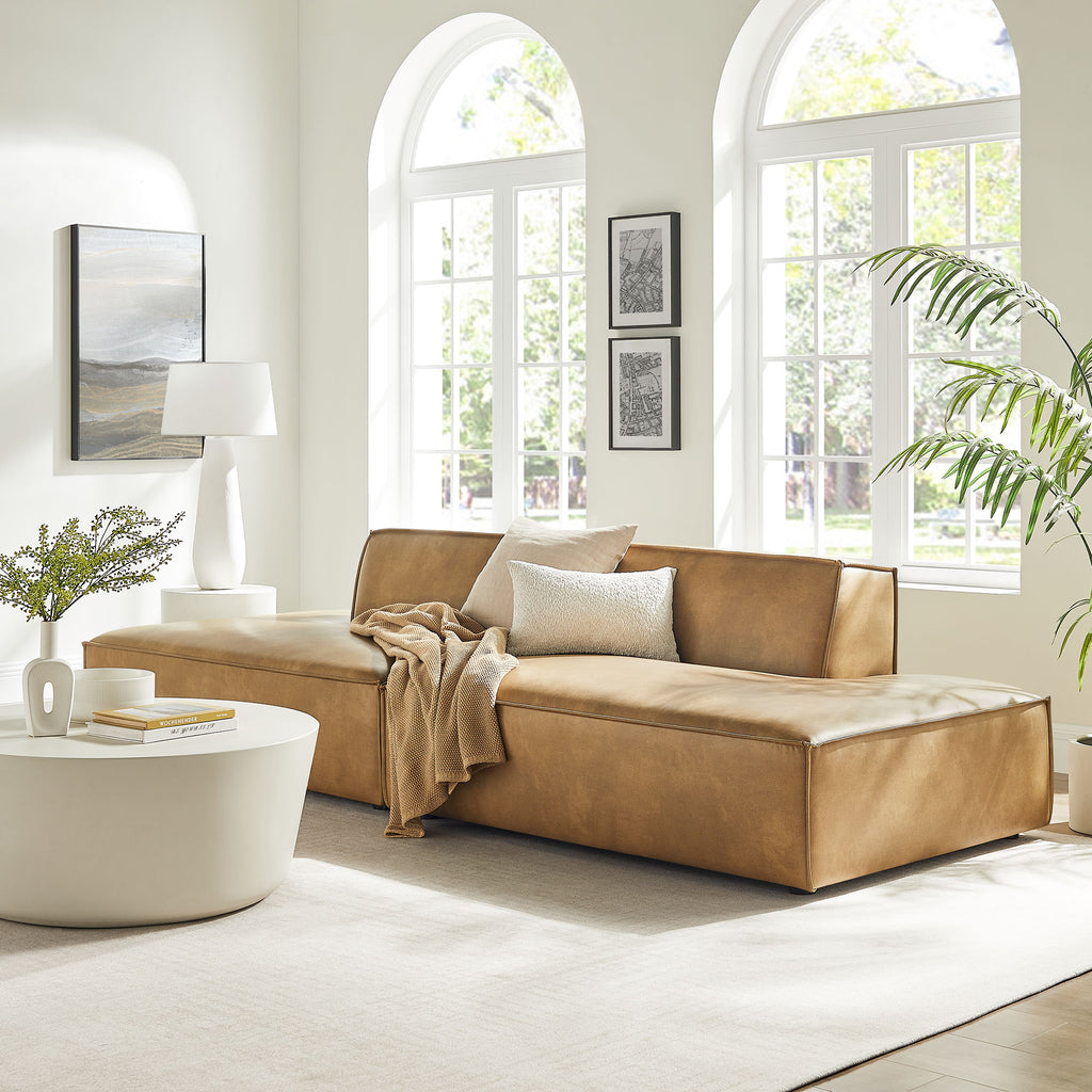 Restore 2-Piece Vegan Leather Modular Loveseat - Toast (Chaise, Chaise)