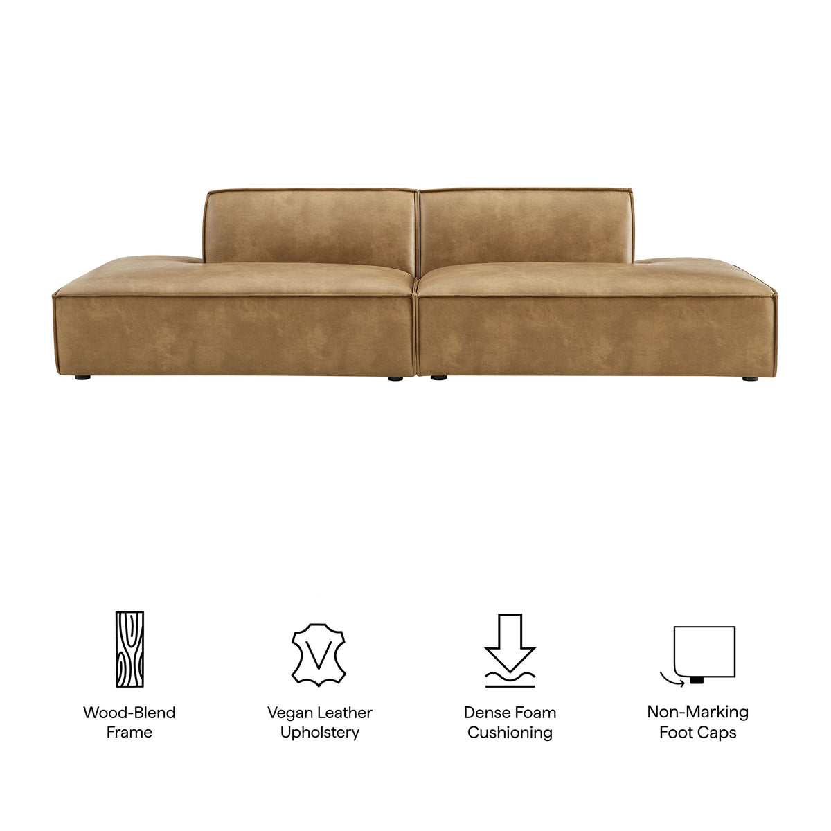 Restore 2-Piece Vegan Leather Modular Loveseat - Toast (Chaise, Chaise)