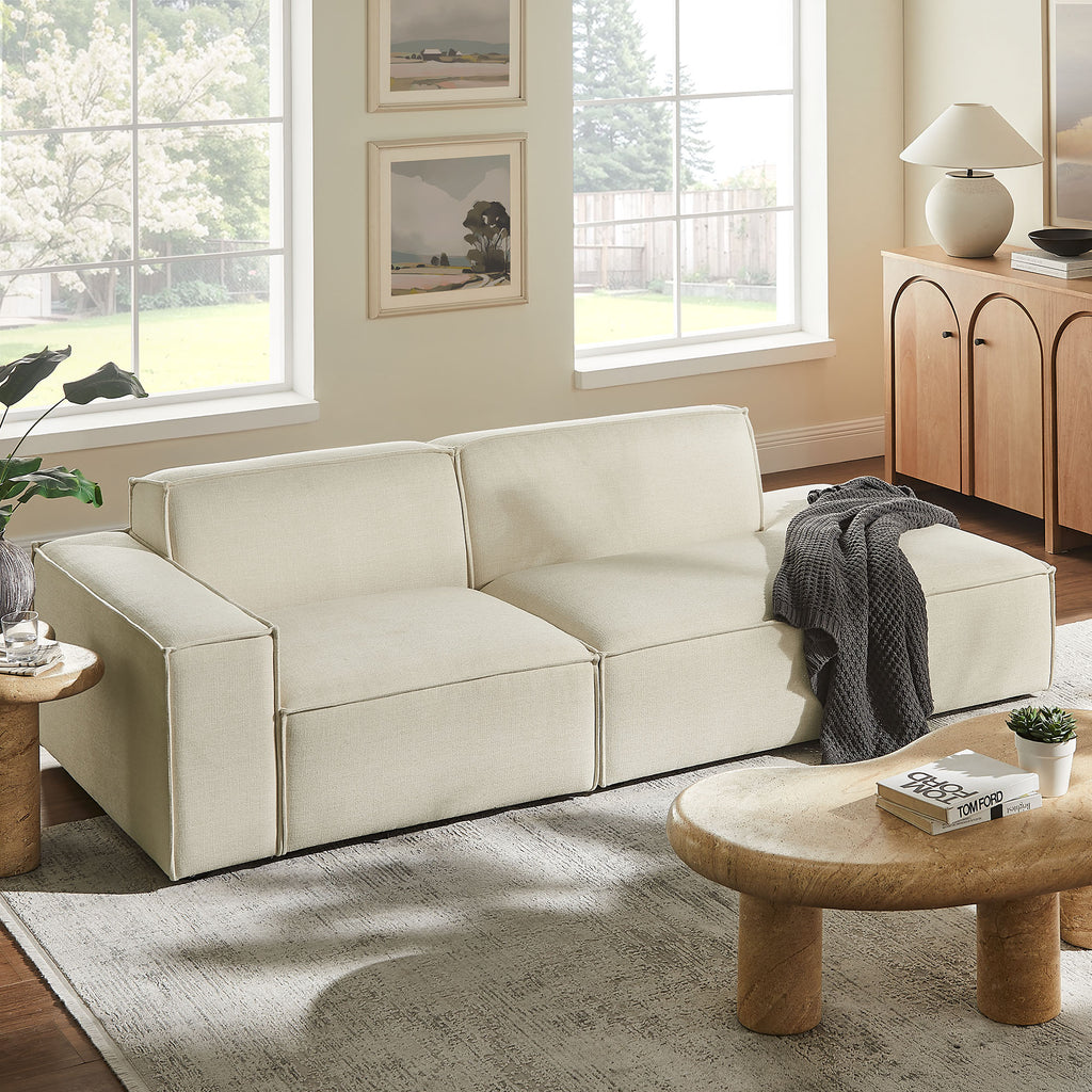 Restore 2-Piece Performance Fabric Upholstered Modular Loveseat - Ecru (EEI-7425-ECR)