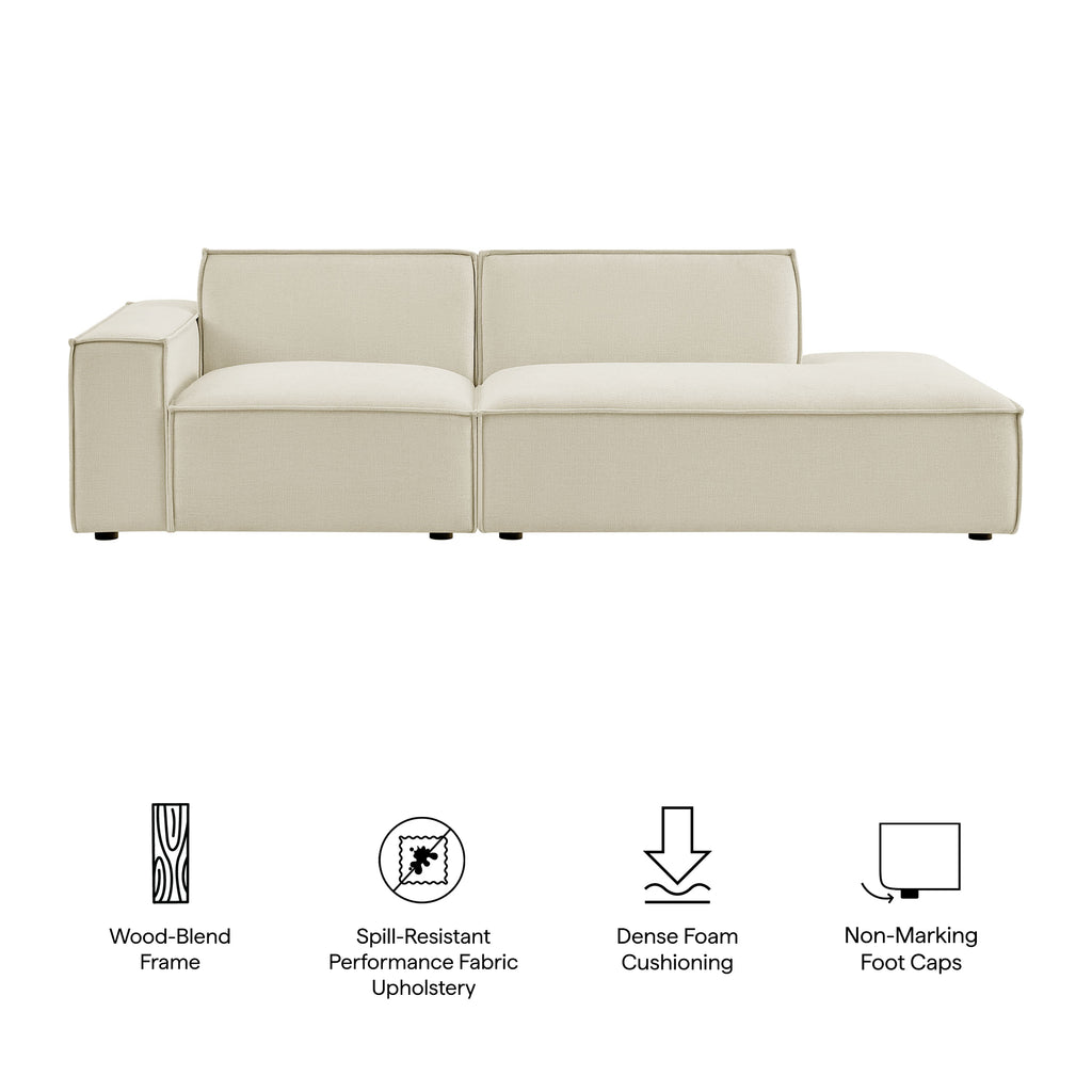 Restore 2-Piece Performance Fabric Upholstered Modular Loveseat - Ecru (EEI-7425-ECR)