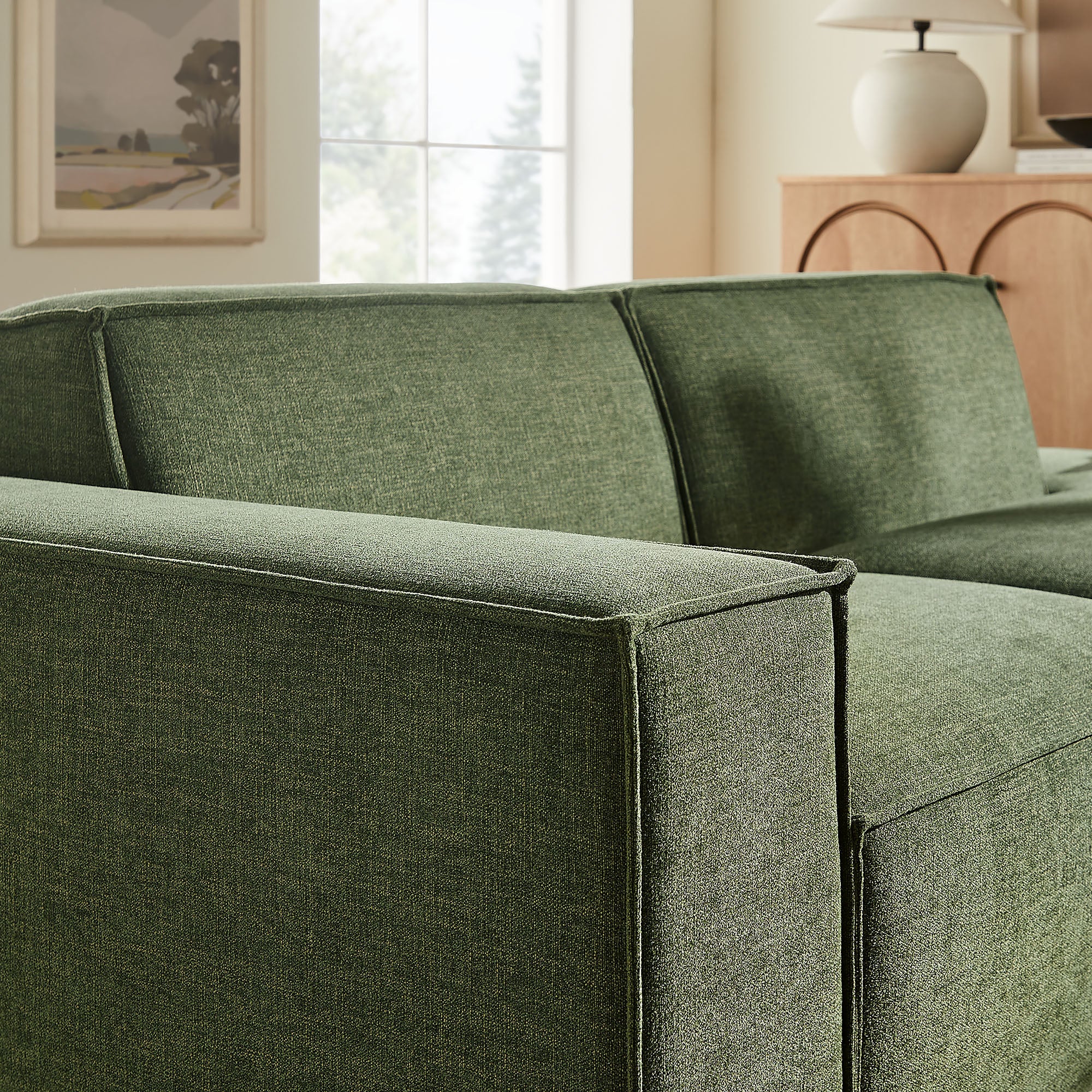 Restore 2-Piece Performance Fabric Upholstered Modular Loveseat - Foliage (EEI-7425-FOL)