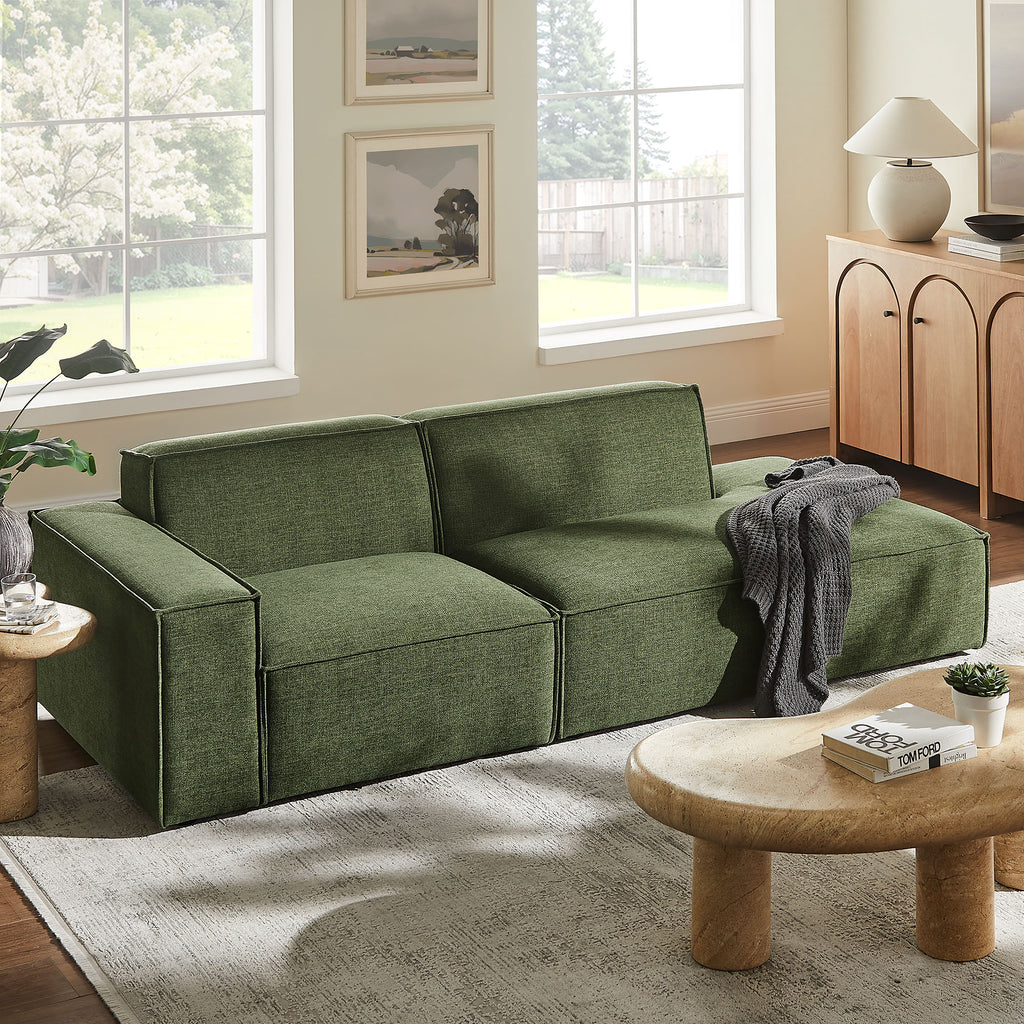 Restore 2-Piece Performance Fabric Upholstered Modular Loveseat - Foliage (EEI-7425-FOL)