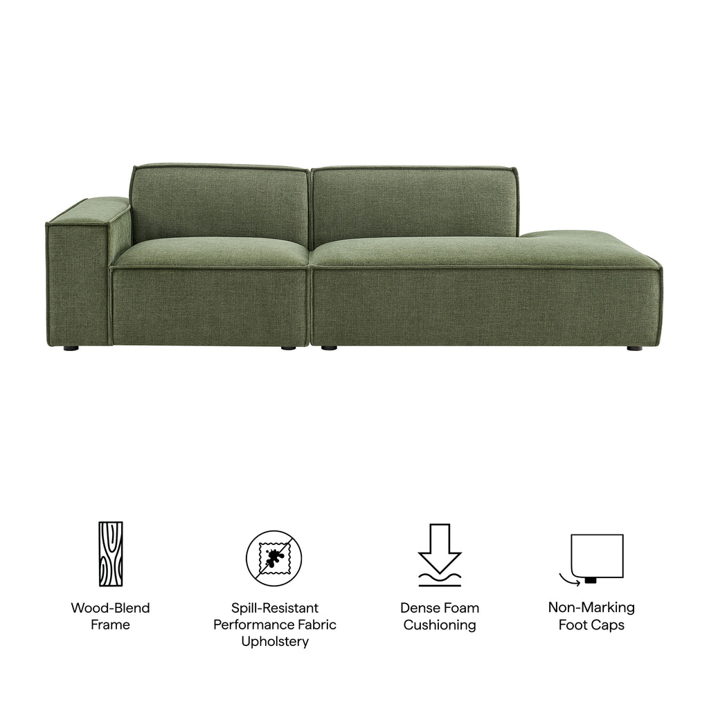 Restore 2-Piece Performance Fabric Upholstered Modular Loveseat - Foliage (EEI-7425-FOL)