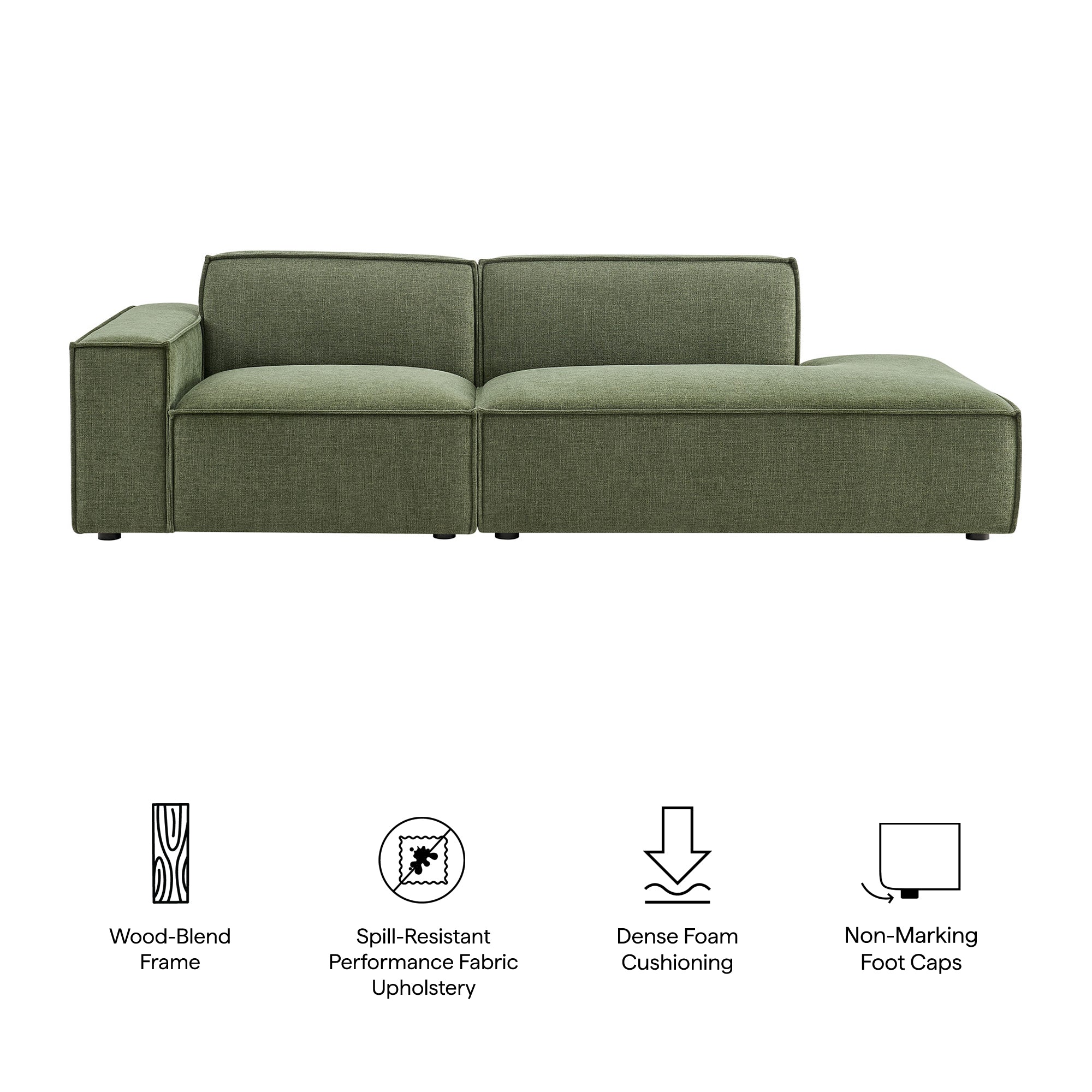 Restore 2-Piece Performance Fabric Upholstered Modular Loveseat - Foliage (EEI-7425-FOL)