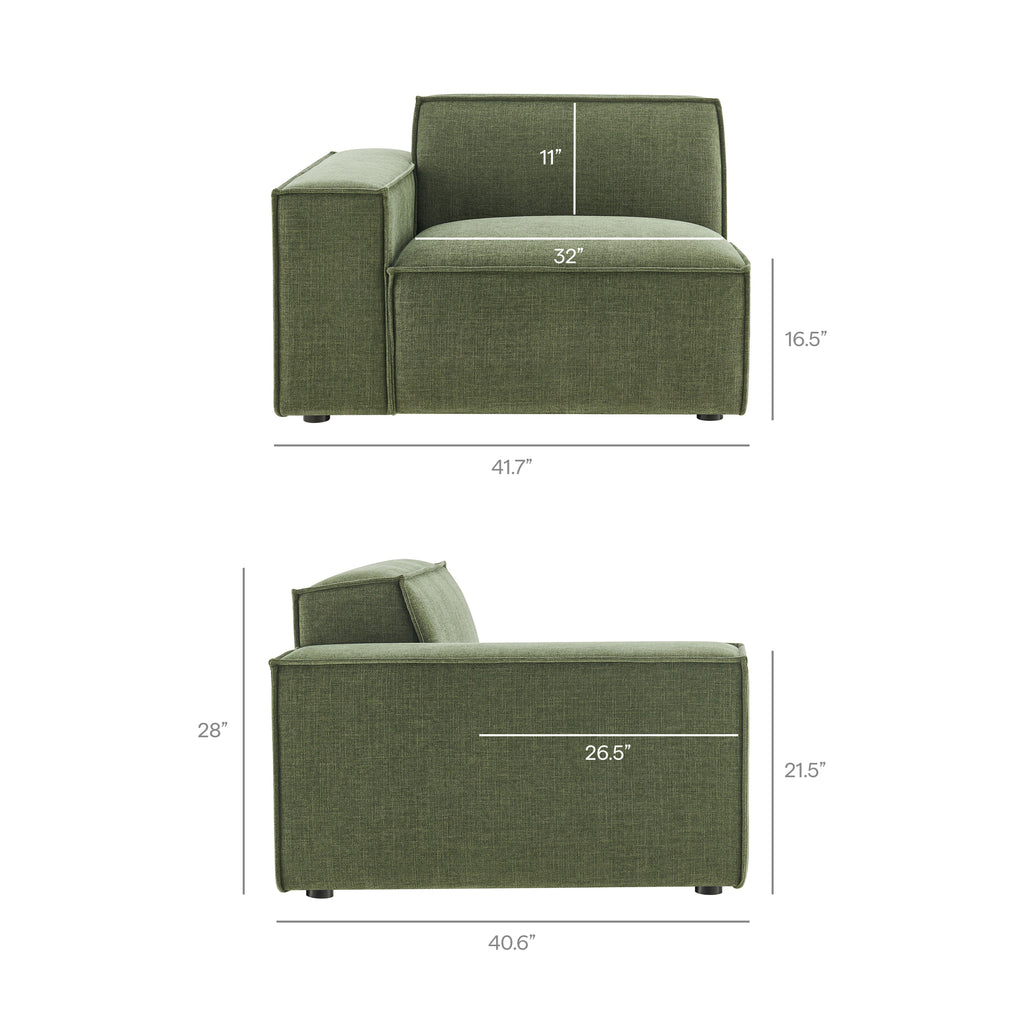 Restore 2-Piece Performance Fabric Upholstered Modular Loveseat - Foliage (EEI-7425-FOL)