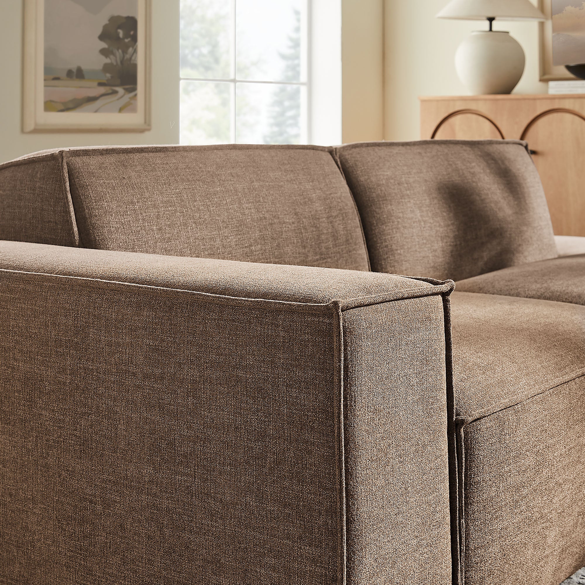 Restore 2-Piece Performance Fabric Upholstered Modular Loveseat - Mocha (EEI-7425-MOC)