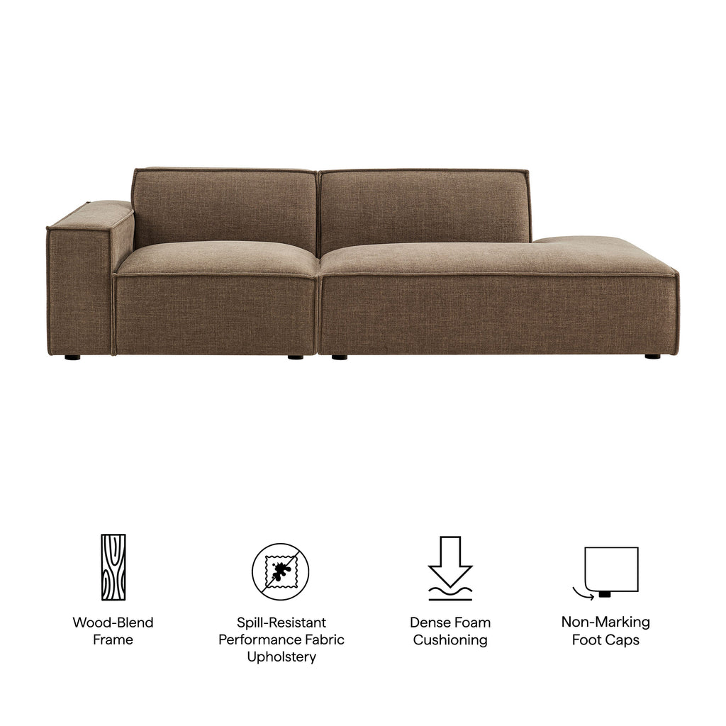 Restore 2-Piece Performance Fabric Upholstered Modular Loveseat - Mocha (EEI-7425-MOC)