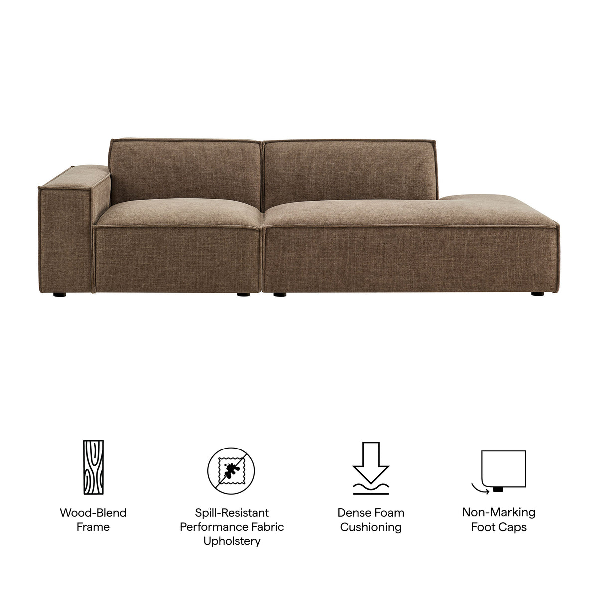 Restore 2-Piece Performance Fabric Upholstered Modular Loveseat - Mocha (EEI-7425-MOC)