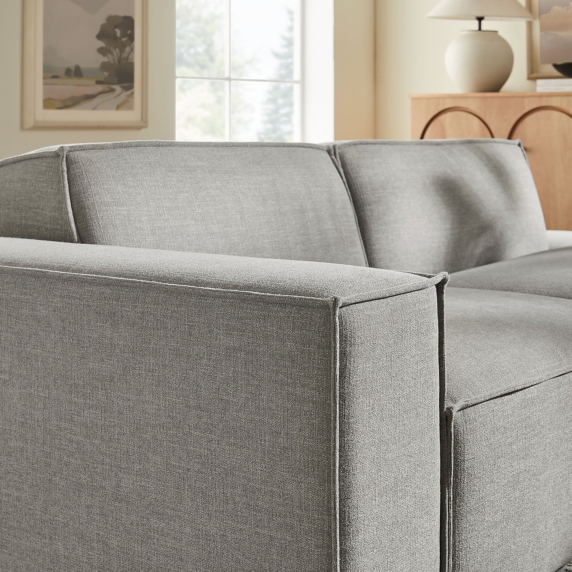 Restore 2-Piece Performance Fabric Upholstered Modular Loveseat - Pewter (EEI-7425-PEW)