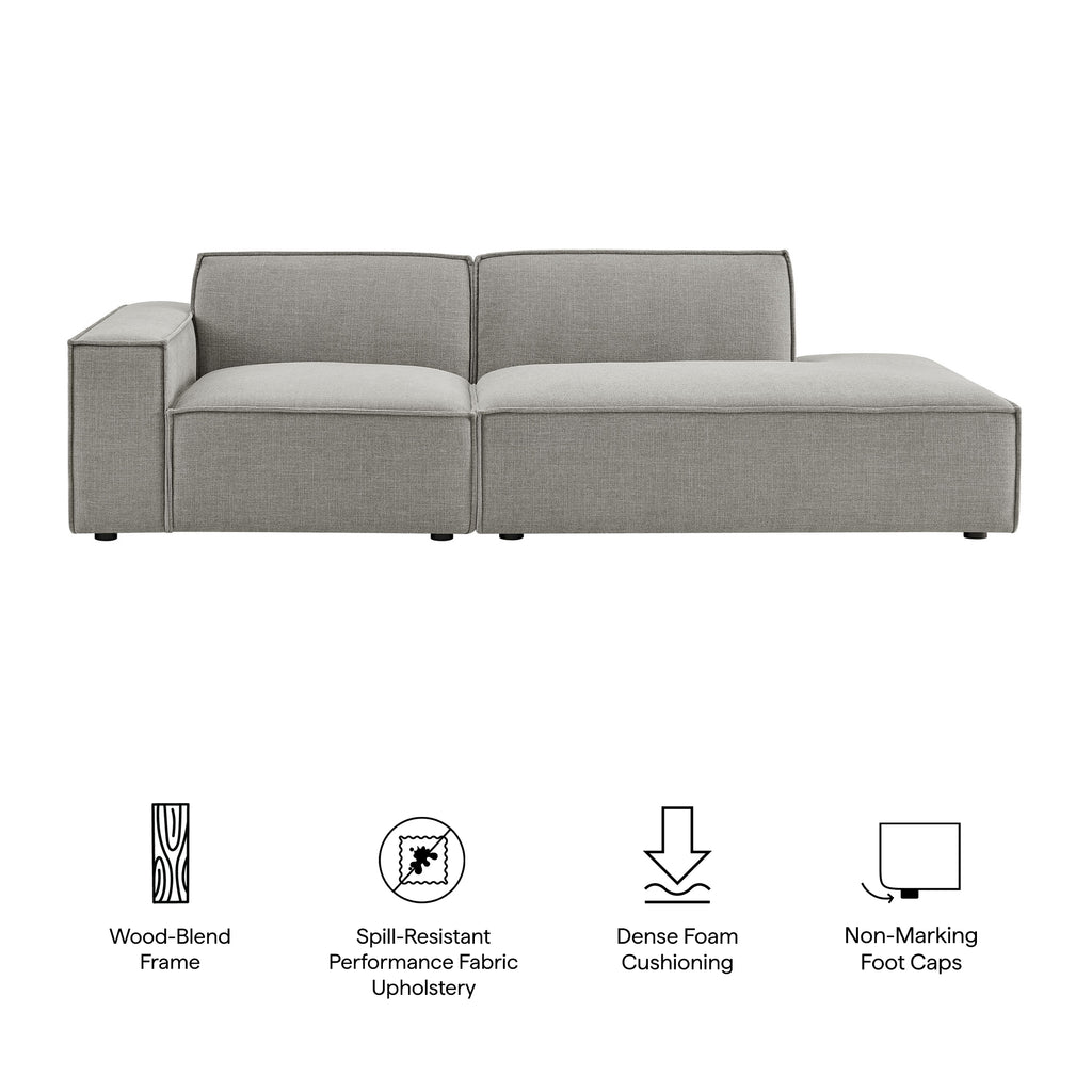 Restore 2-Piece Performance Fabric Upholstered Modular Loveseat - Pewter (EEI-7425-PEW)