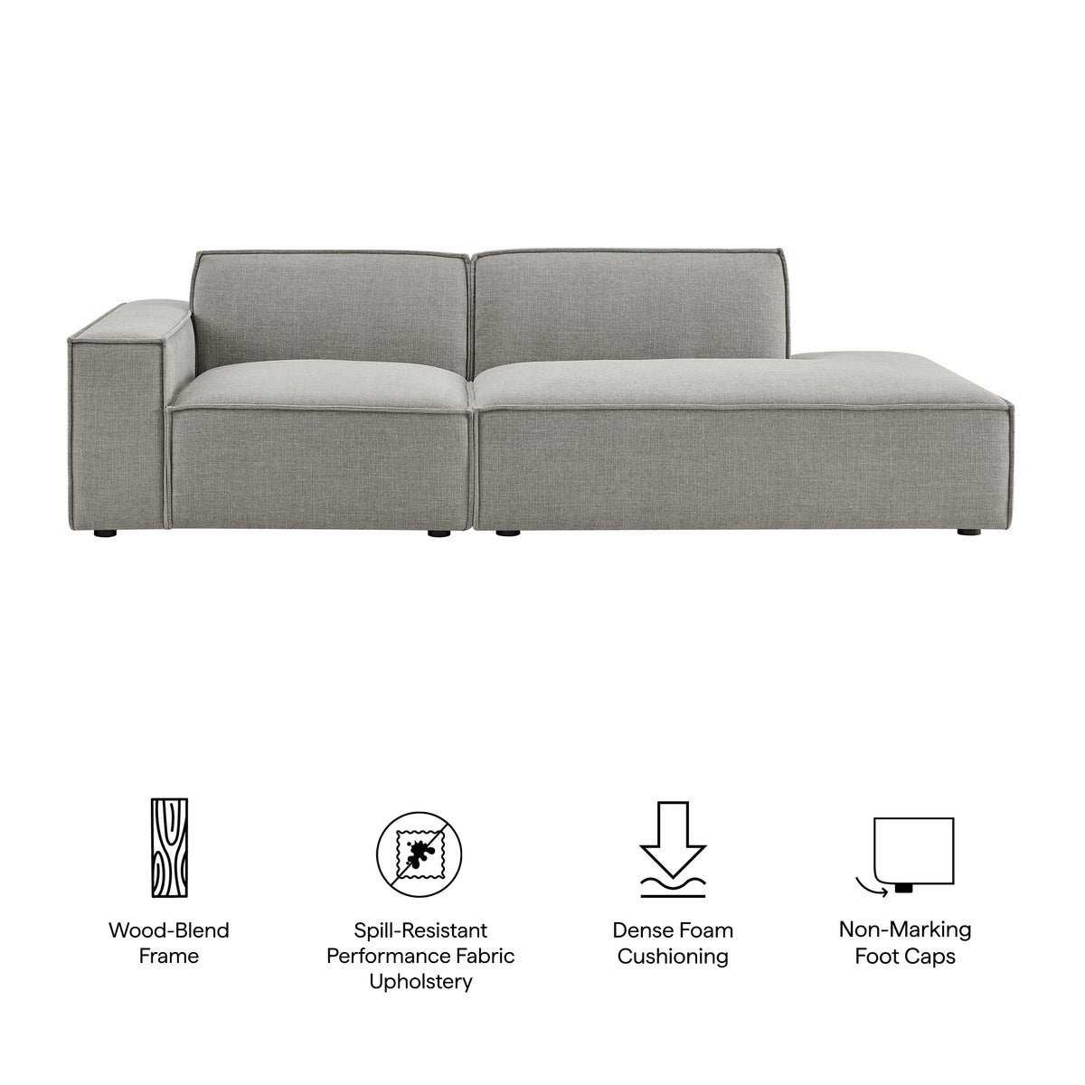 Restore 2-Piece Performance Fabric Upholstered Modular Loveseat - Pewter (EEI-7425-PEW)