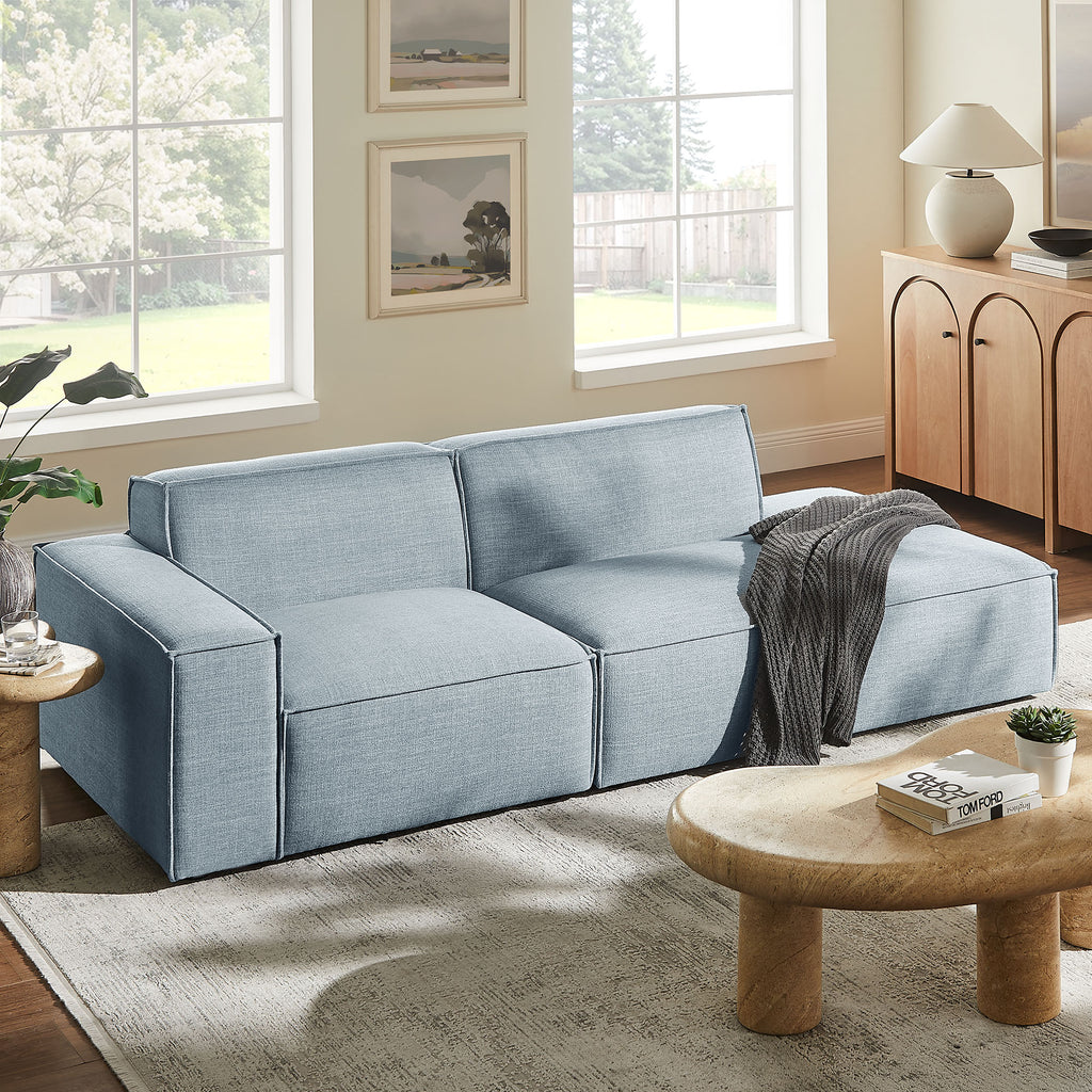 Restore 2-Piece Performance Fabric Upholstered Modular Loveseat - Sky (EEI-7425-SKY)