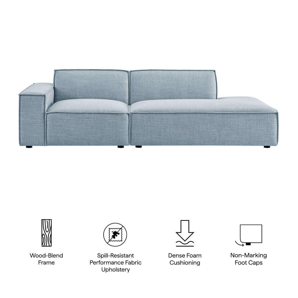 Restore 2-Piece Performance Fabric Upholstered Modular Loveseat - Sky (EEI-7425-SKY)
