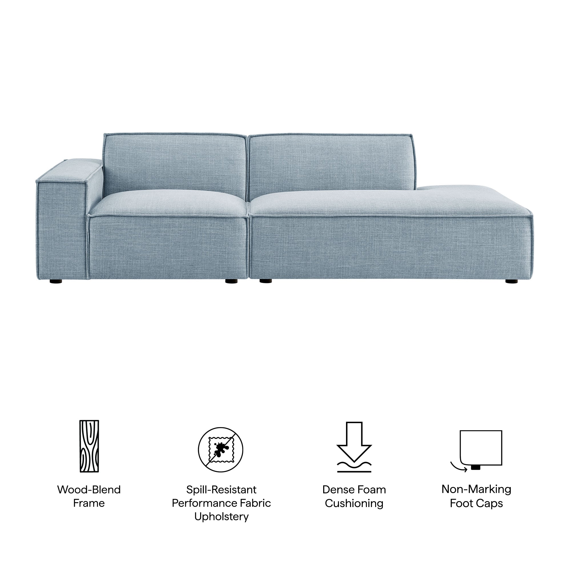 Restore 2-Piece Performance Fabric Upholstered Modular Loveseat - Sky (EEI-7425-SKY)