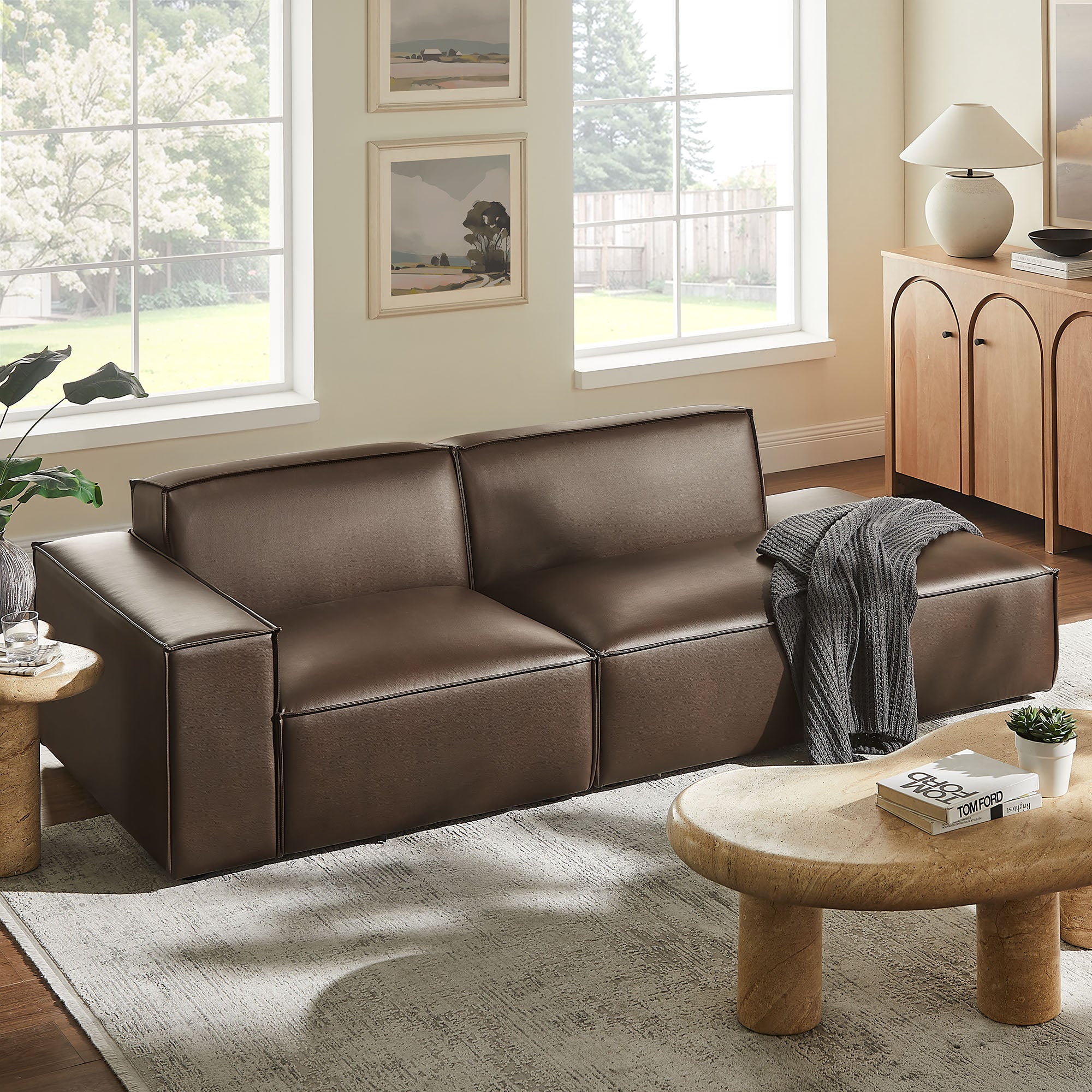 Restore 2-Piece Vegan Leather Modular Loveseat - Espresso (EEI-7426-ESP)