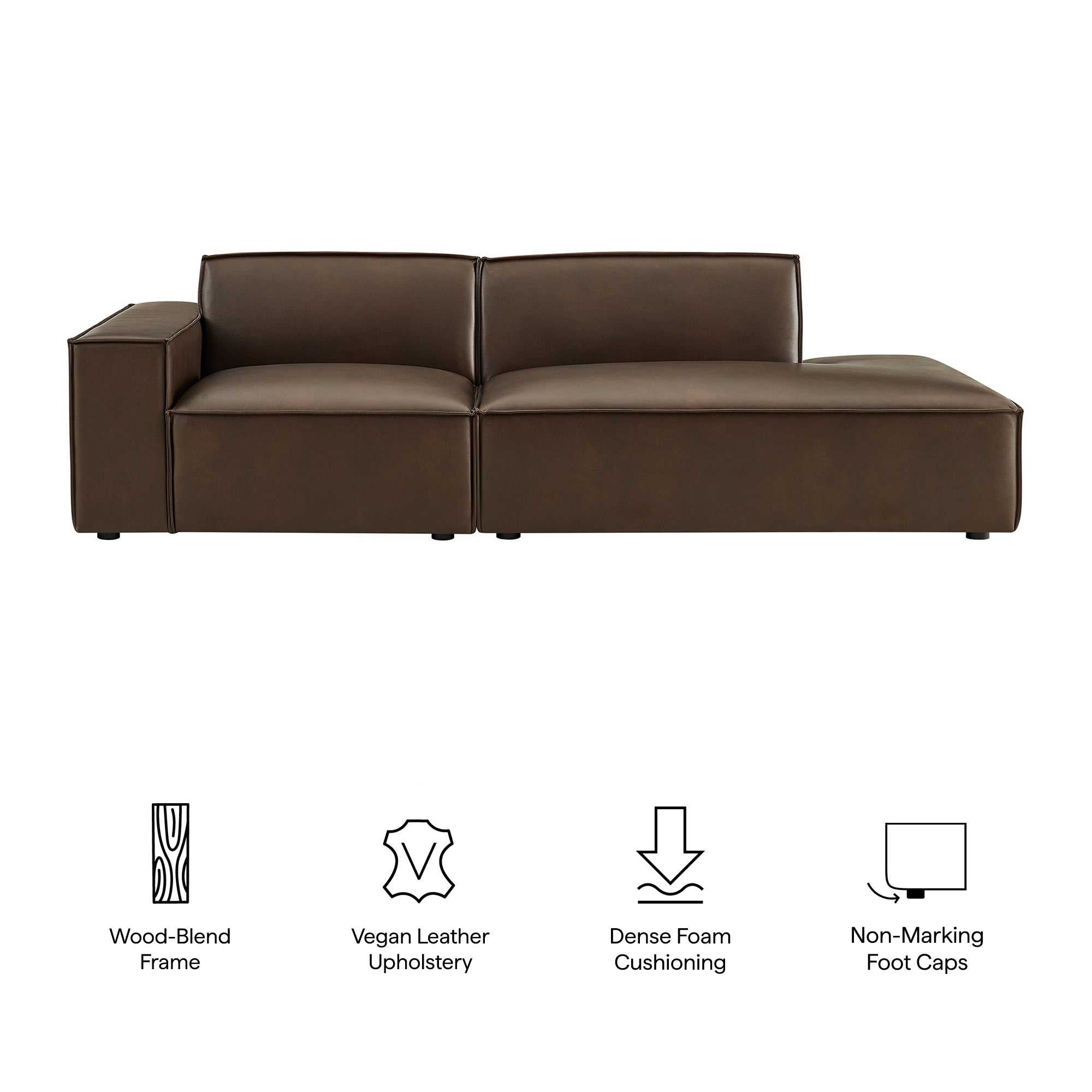 Restore 2-Piece Vegan Leather Modular Loveseat - Espresso (EEI-7426-ESP)