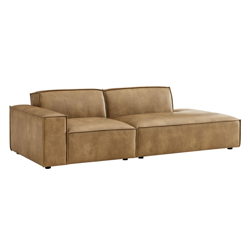 Restore 2-Piece Vegan Leather Modular Loveseat - Toast (EEI-7426-TST)