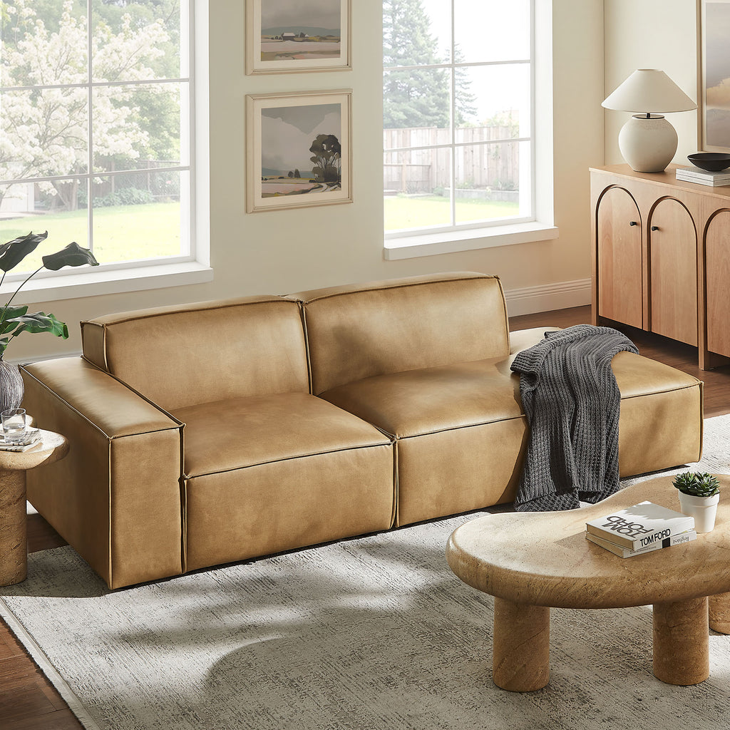 Restore 2-Piece Vegan Leather Modular Loveseat - Toast (EEI-7426-TST)