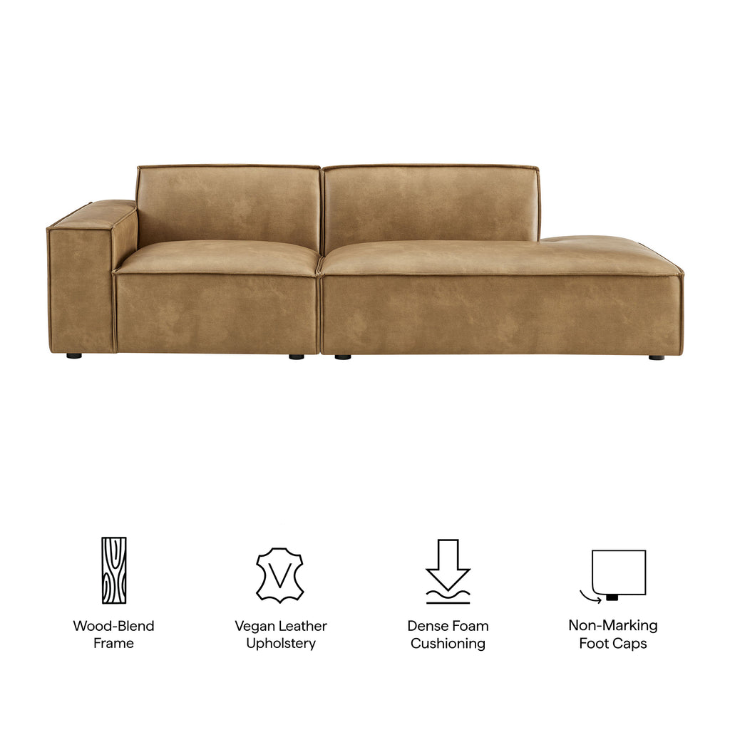 Restore 2-Piece Vegan Leather Modular Loveseat - Toast (EEI-7426-TST)