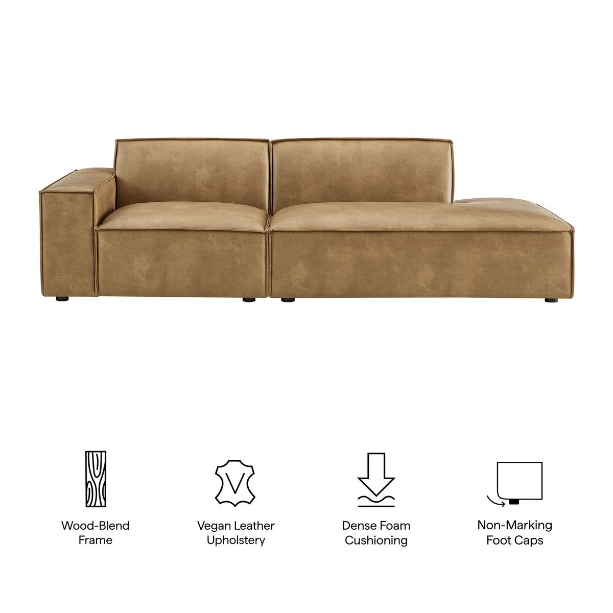 Restore 2-Piece Vegan Leather Modular Loveseat - Toast (EEI-7426-TST)