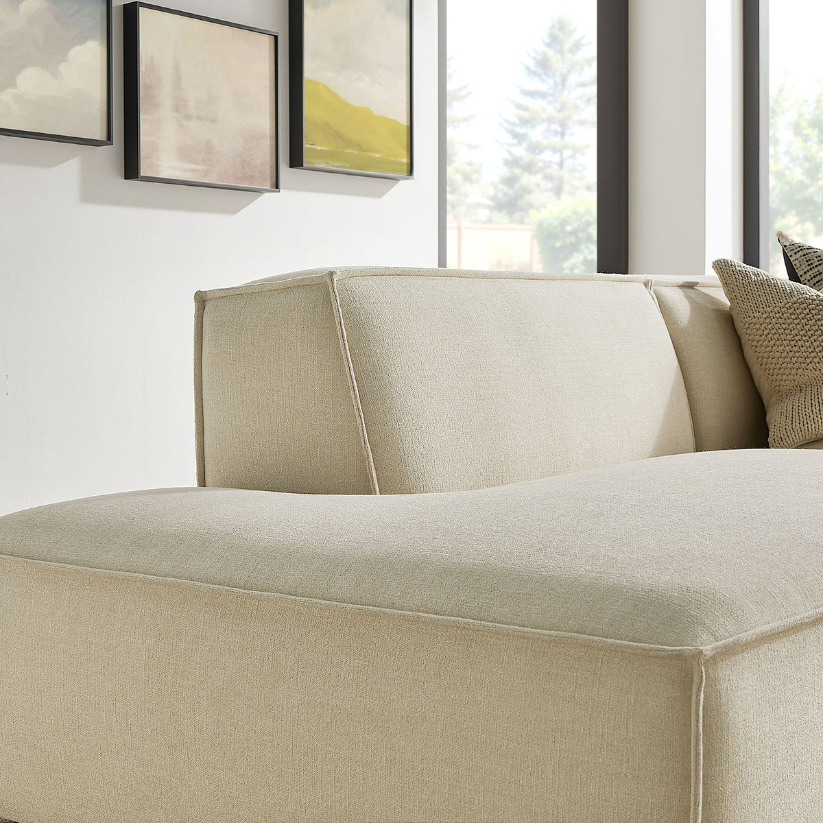 Restore 2-Piece Performance Fabric Upholstered Modular Loveseat - Ecru (EEI-7427-ECR)