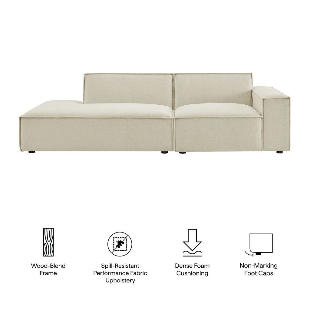 Restore 2-Piece Performance Fabric Upholstered Modular Loveseat - Ecru (EEI-7427-ECR)