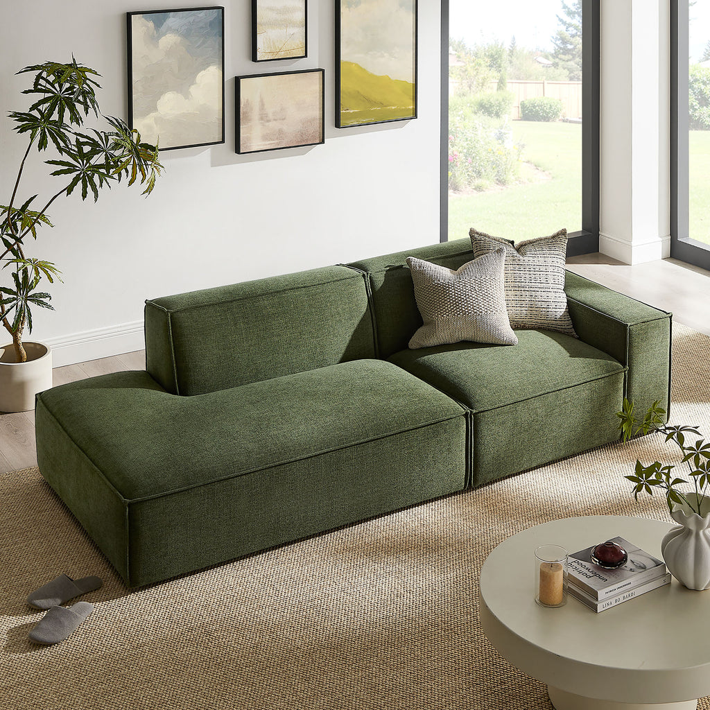 Restore 2-Piece Performance Fabric Upholstered Modular Loveseat - Foliage (EEI-7427-FOL)