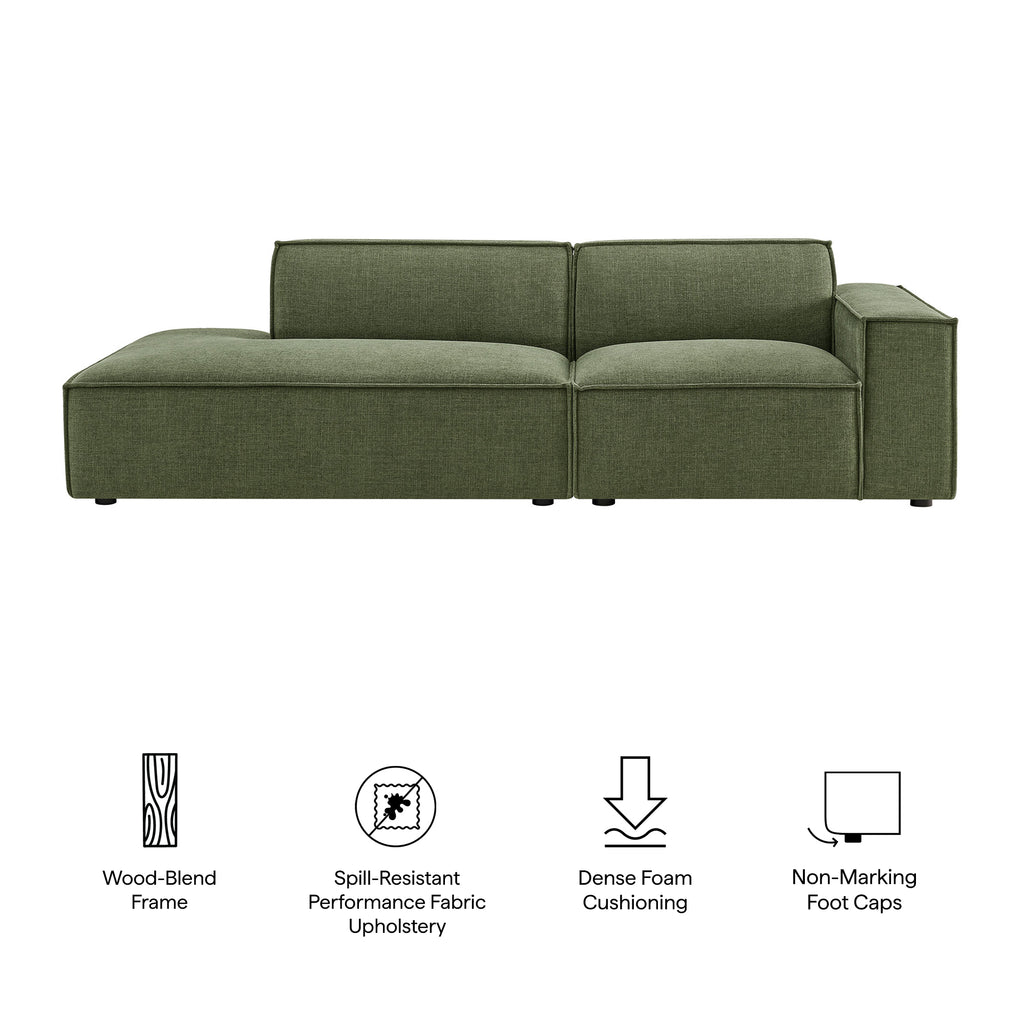 Restore 2-Piece Performance Fabric Upholstered Modular Loveseat - Foliage (EEI-7427-FOL)