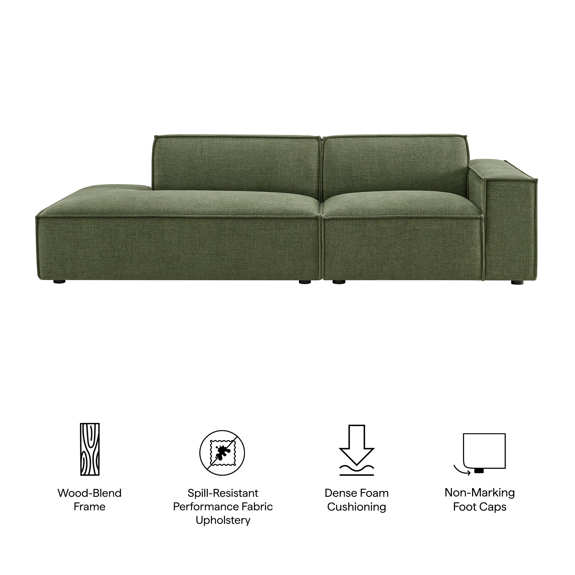 Restore 2-Piece Performance Fabric Upholstered Modular Loveseat - Foliage (EEI-7427-FOL)