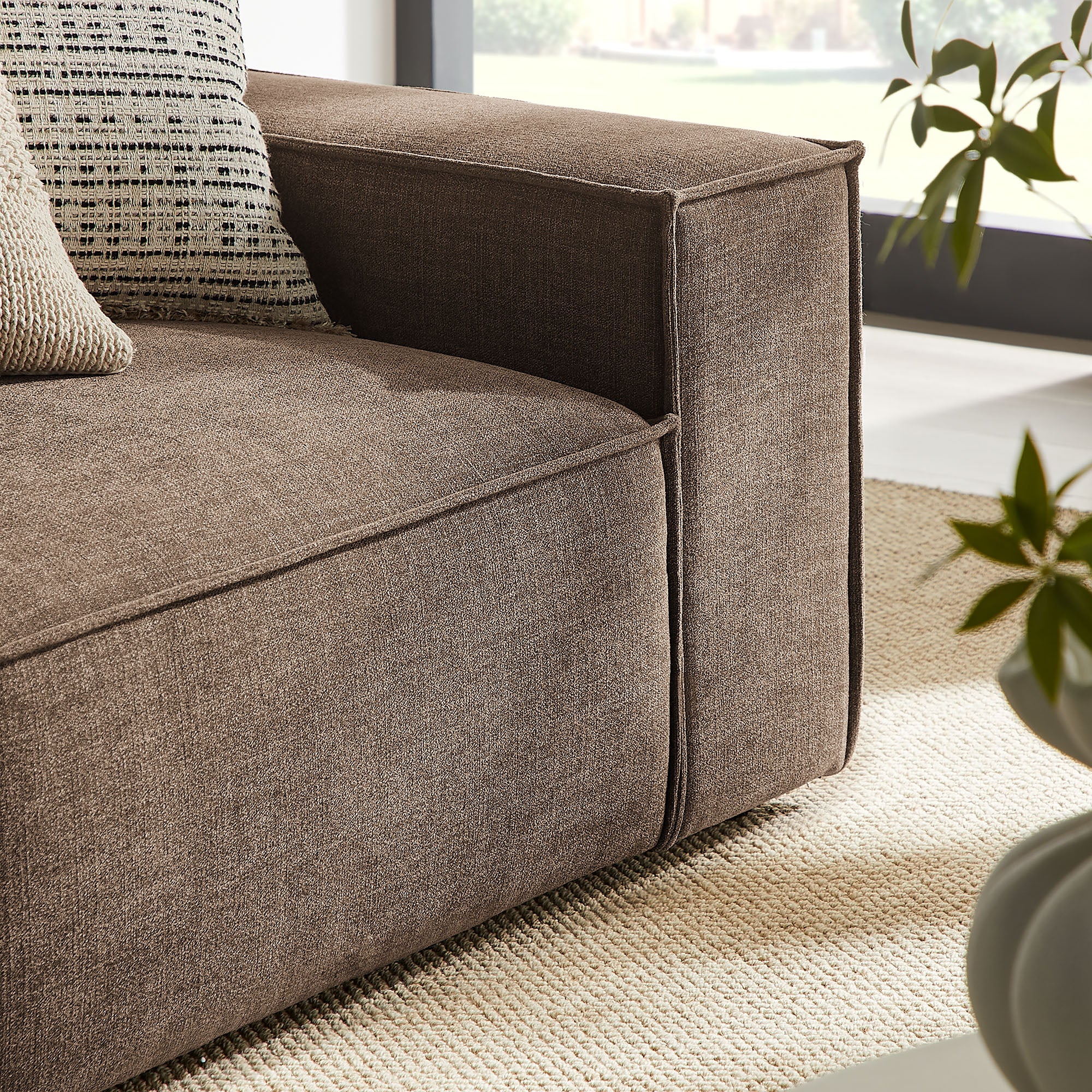 Restore 2-Piece Performance Fabric Upholstered Modular Loveseat - Mocha (EEI-7427-MOC)