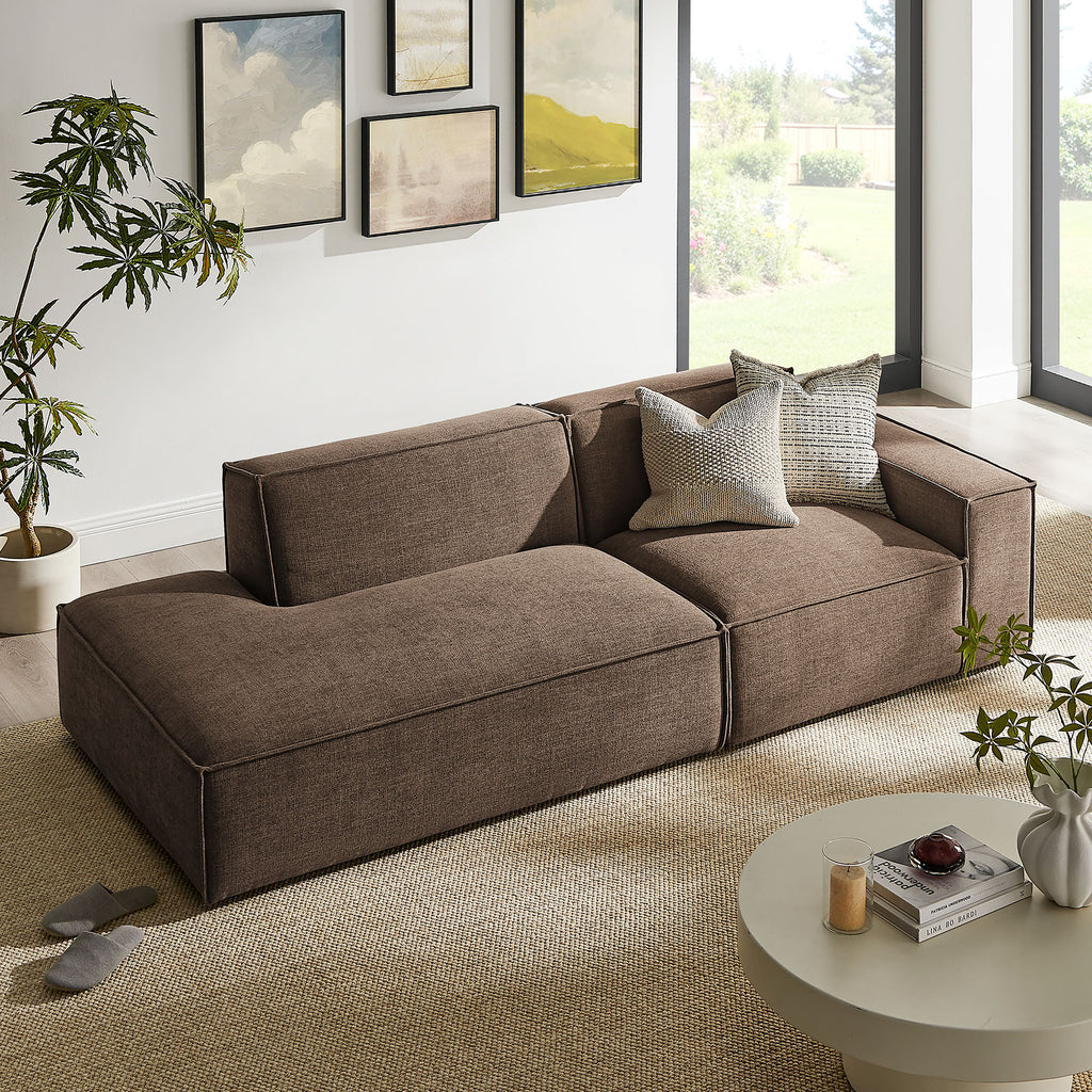 Restore 2-Piece Performance Fabric Upholstered Modular Loveseat - Mocha (EEI-7427-MOC)
