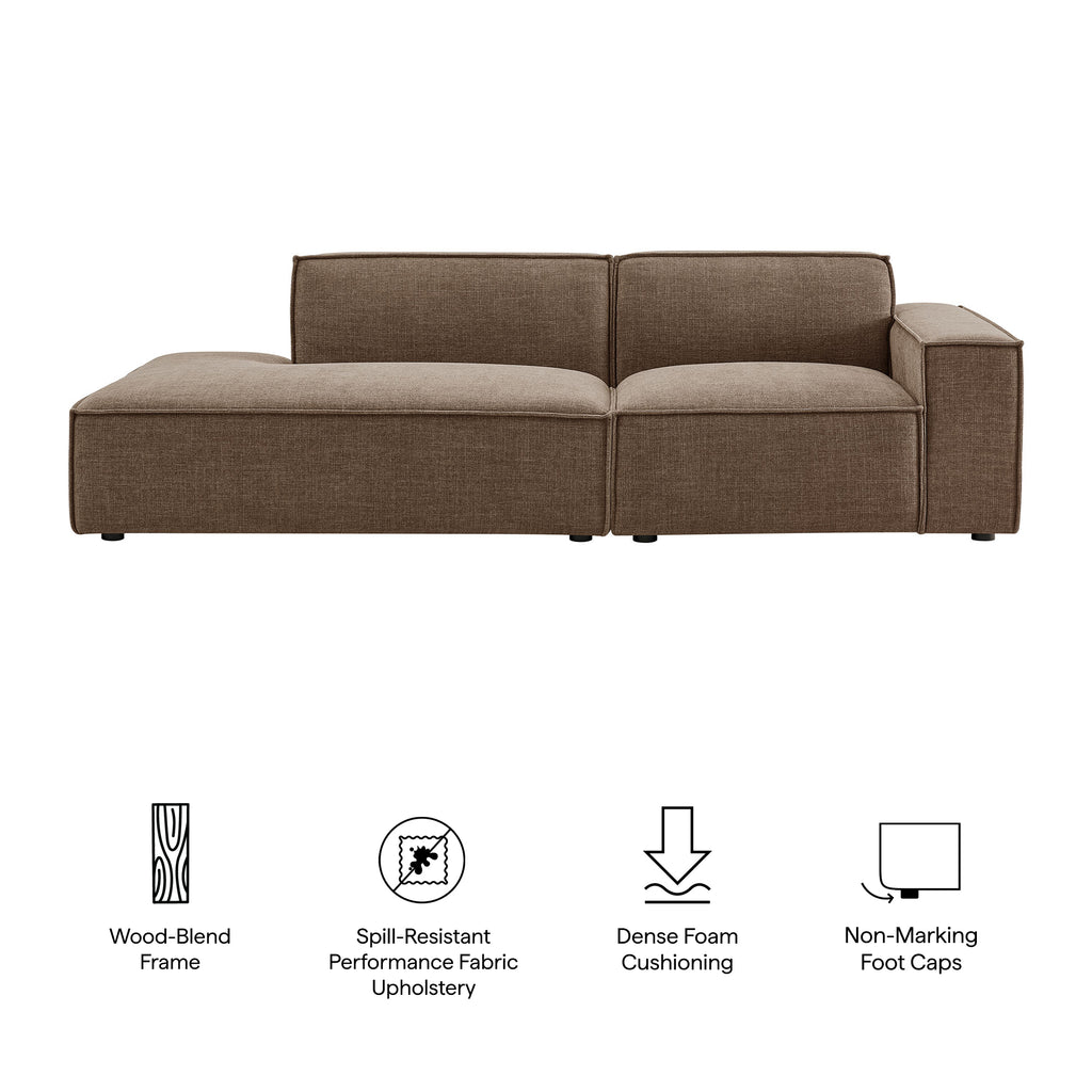 Restore 2-Piece Performance Fabric Upholstered Modular Loveseat - Mocha (EEI-7427-MOC)