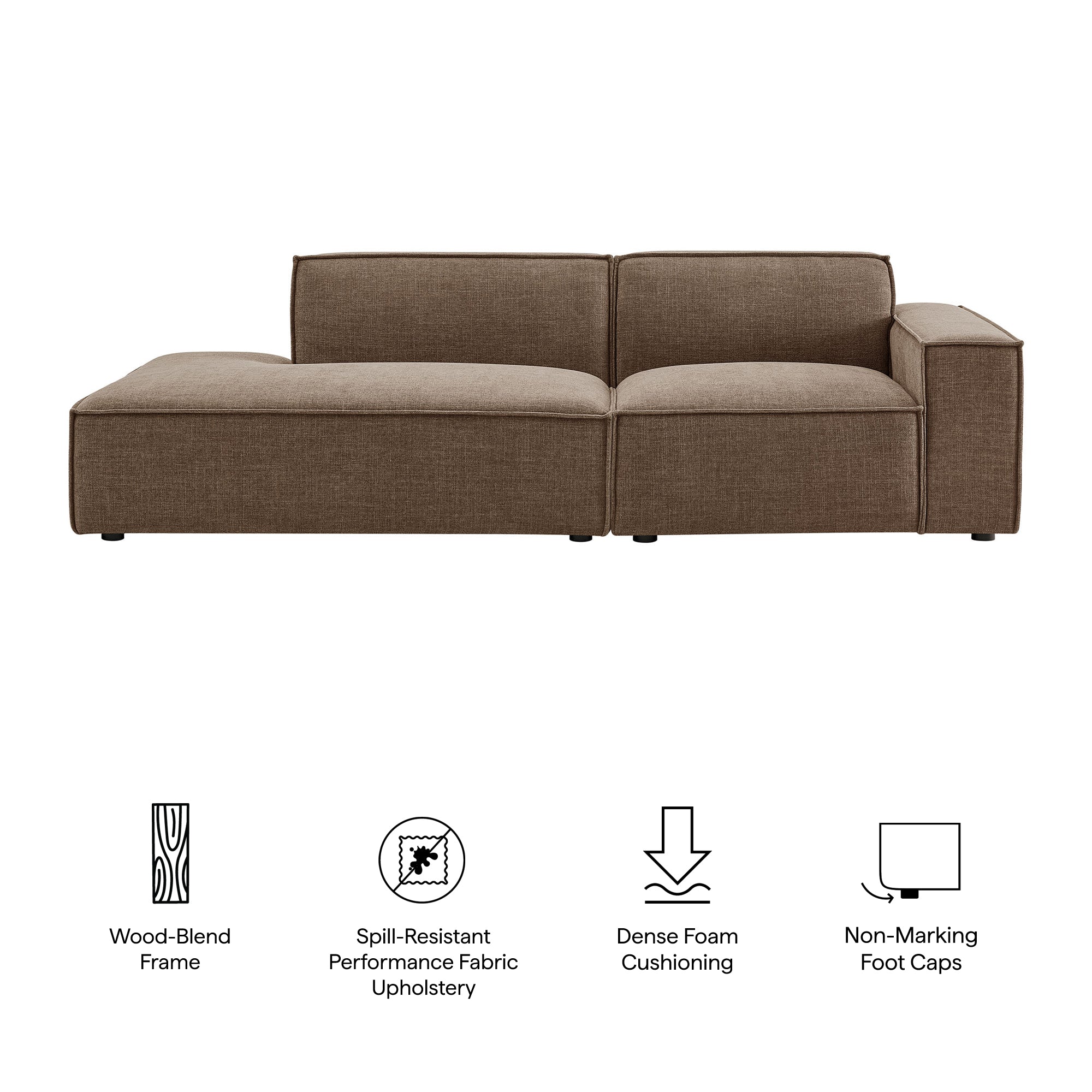 Restore 2-Piece Performance Fabric Upholstered Modular Loveseat - Mocha (EEI-7427-MOC)