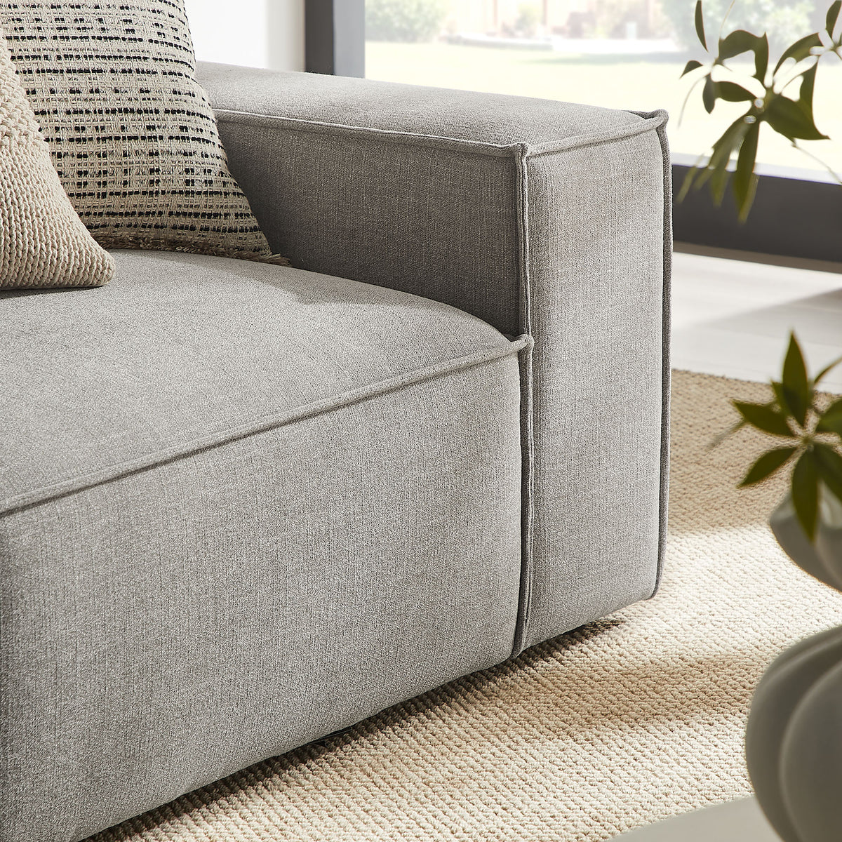 Restore 2-Piece Performance Fabric Upholstered Modular Loveseat - Pewter (EEI-7427-PEW)