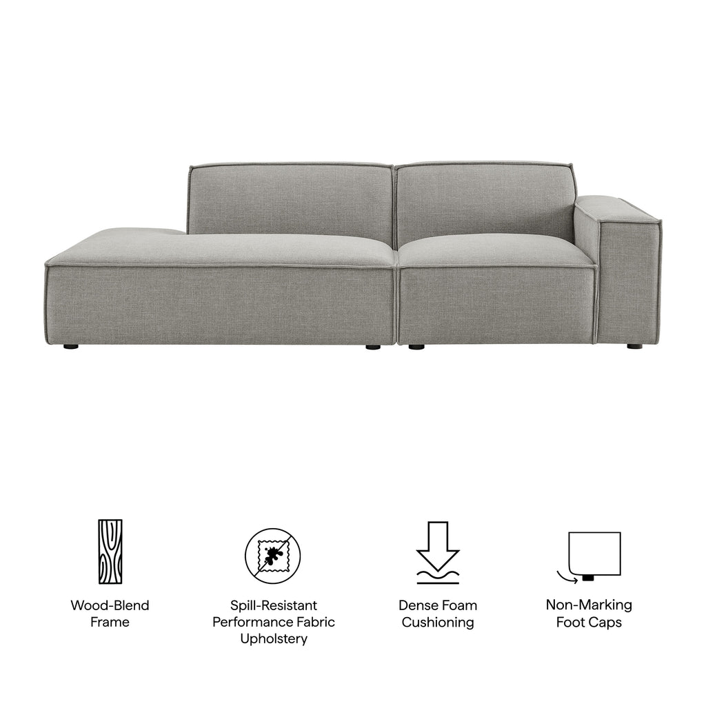 Restore 2-Piece Performance Fabric Upholstered Modular Loveseat - Pewter (EEI-7427-PEW)