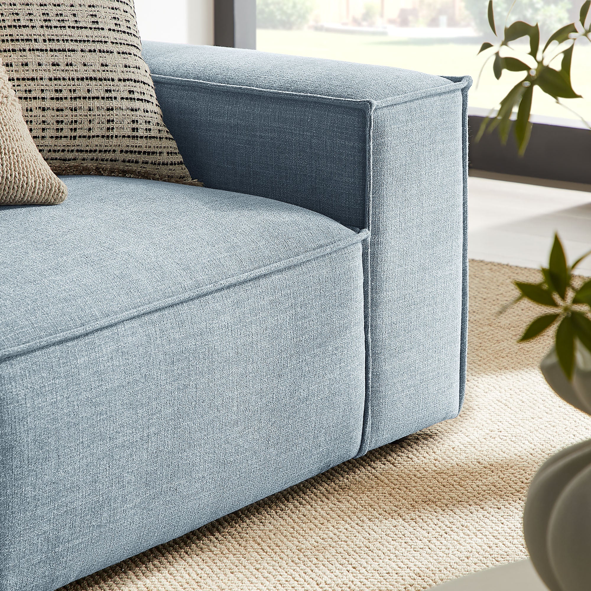 Restore 2-Piece Performance Fabric Upholstered Modular Loveseat - Sky (EEI-7427-SKY)