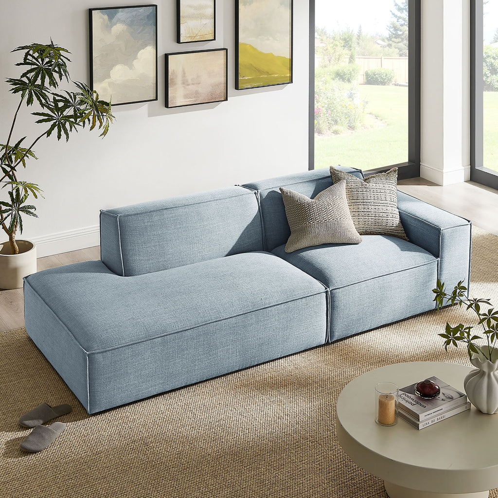 Restore 2-Piece Performance Fabric Upholstered Modular Loveseat - Sky (EEI-7427-SKY)