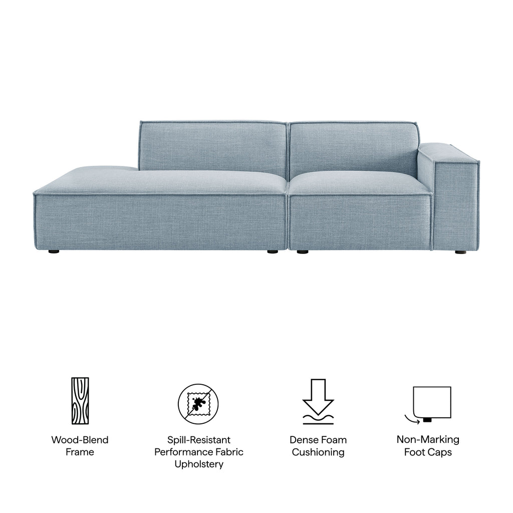 Restore 2-Piece Performance Fabric Upholstered Modular Loveseat - Sky (EEI-7427-SKY)