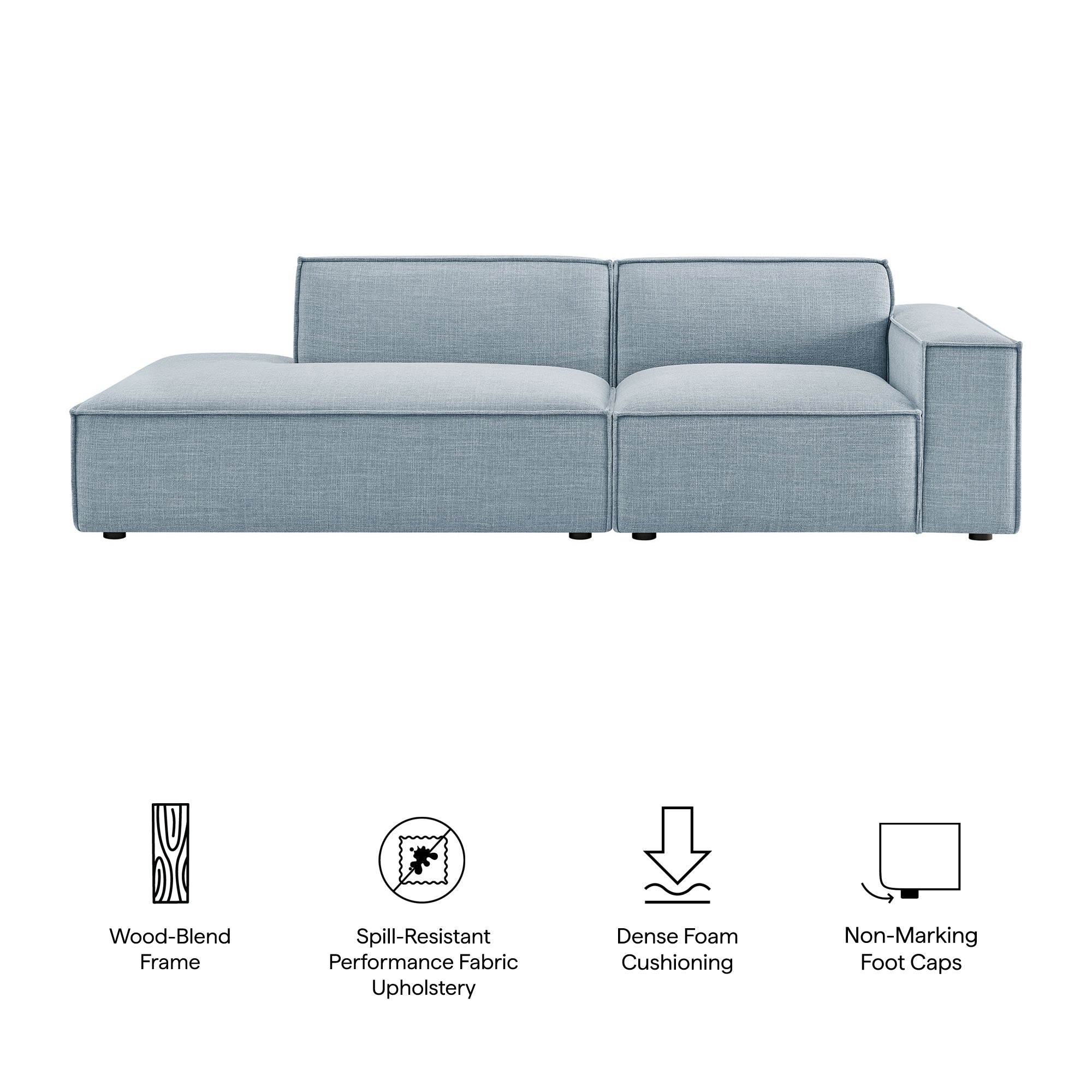 Restore 2-Piece Performance Fabric Upholstered Modular Loveseat - Sky (EEI-7427-SKY)