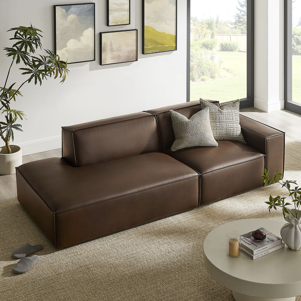 Restore 2-Piece Vegan Leather Modular Loveseat - Espresso (EEI-7428-ESP)