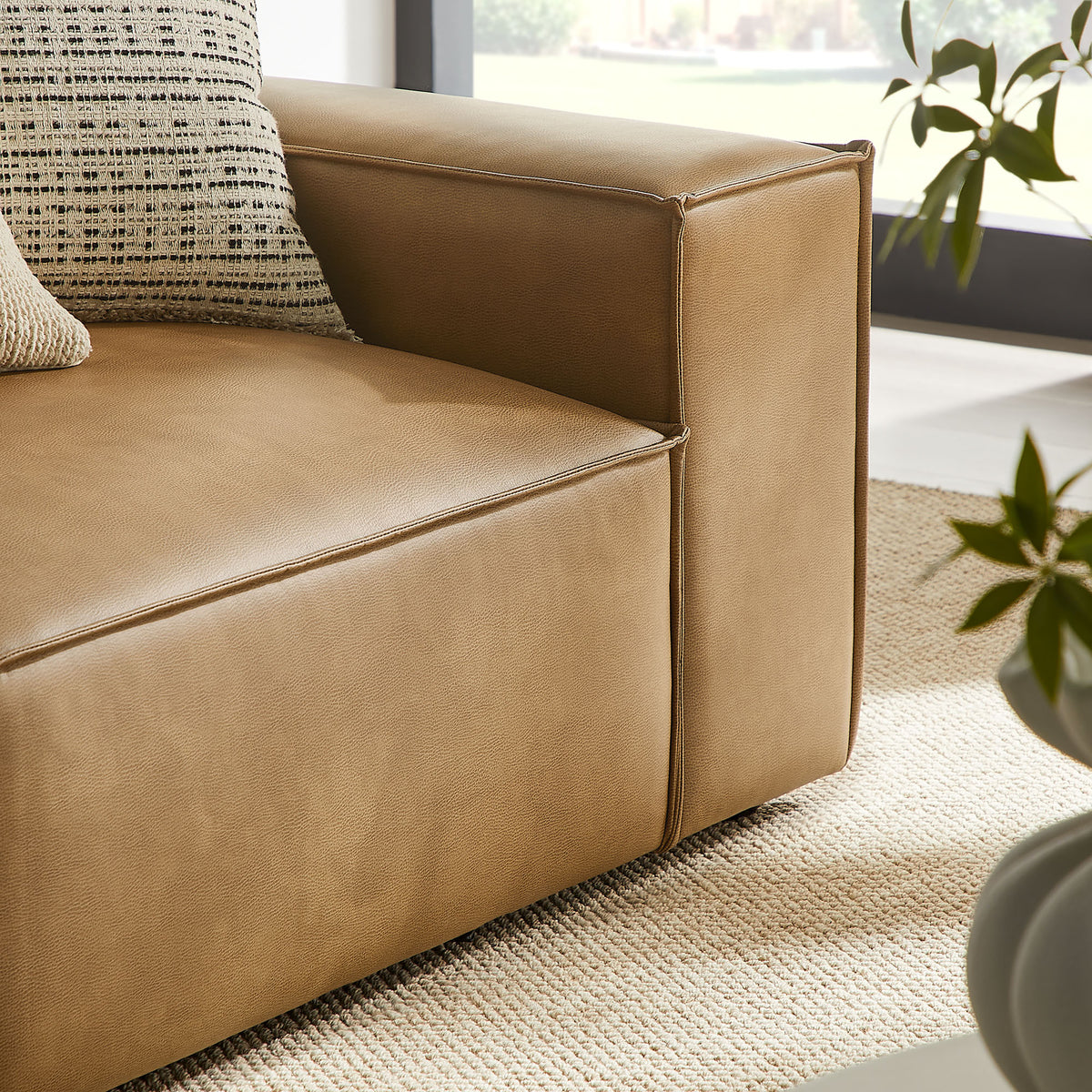 Restore 2-Piece Vegan Leather Modular Loveseat - Toast (EEI-7428-TST)