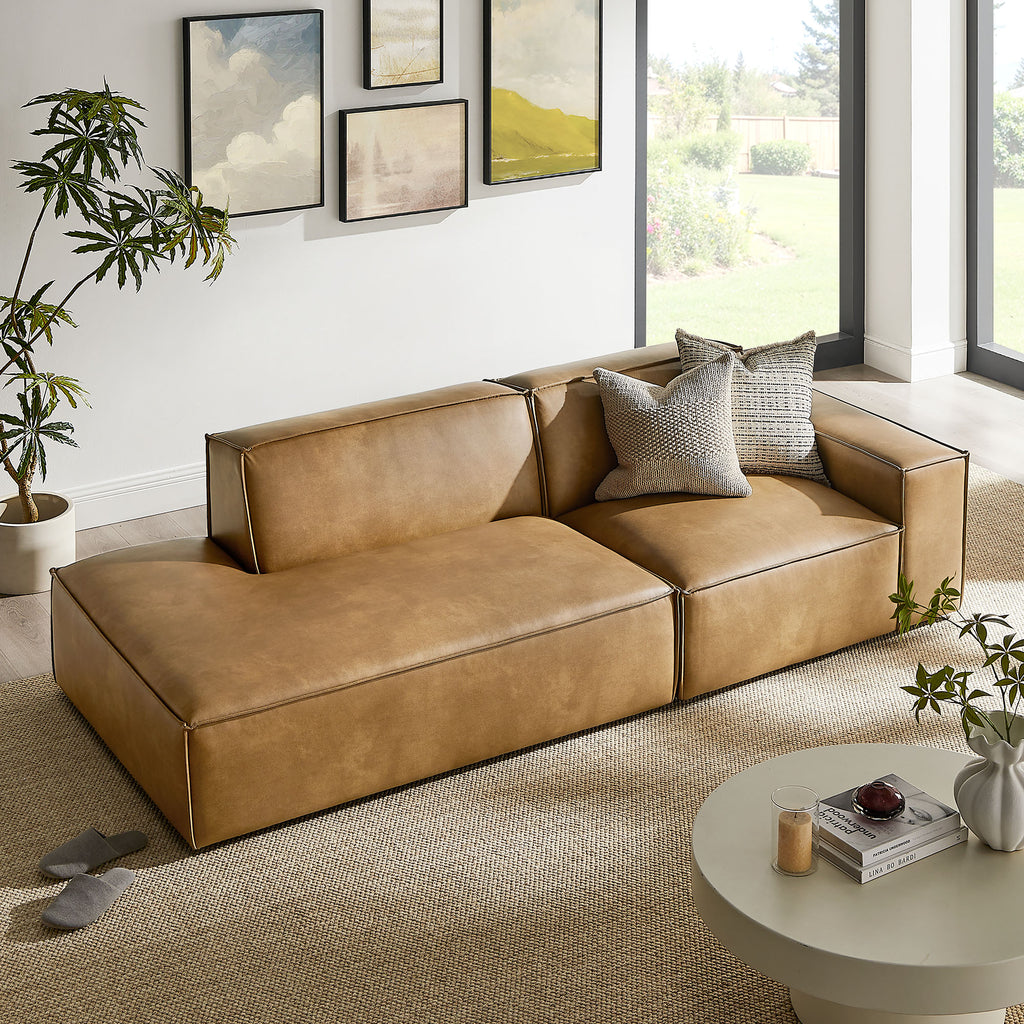 Restore 2-Piece Vegan Leather Modular Loveseat - Toast (EEI-7428-TST)