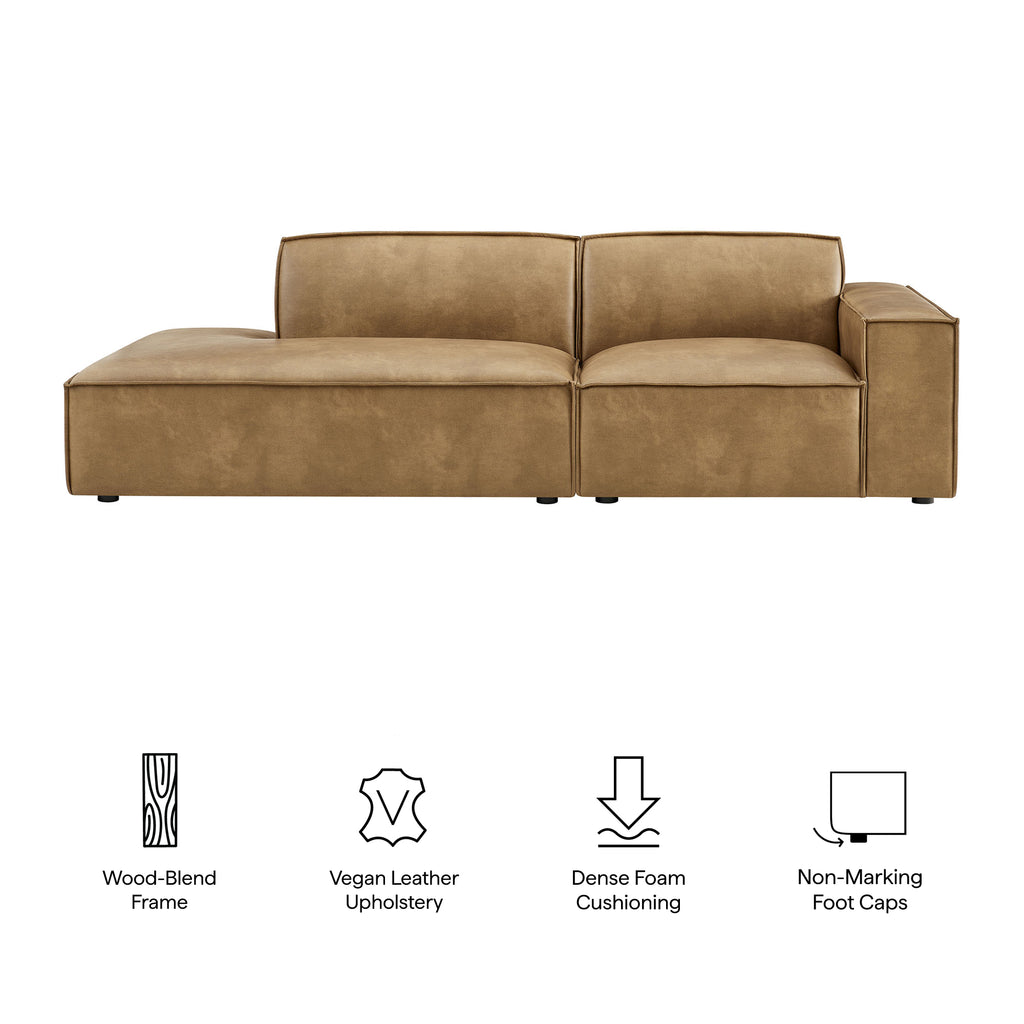 Restore 2-Piece Vegan Leather Modular Loveseat - Toast (EEI-7428-TST)