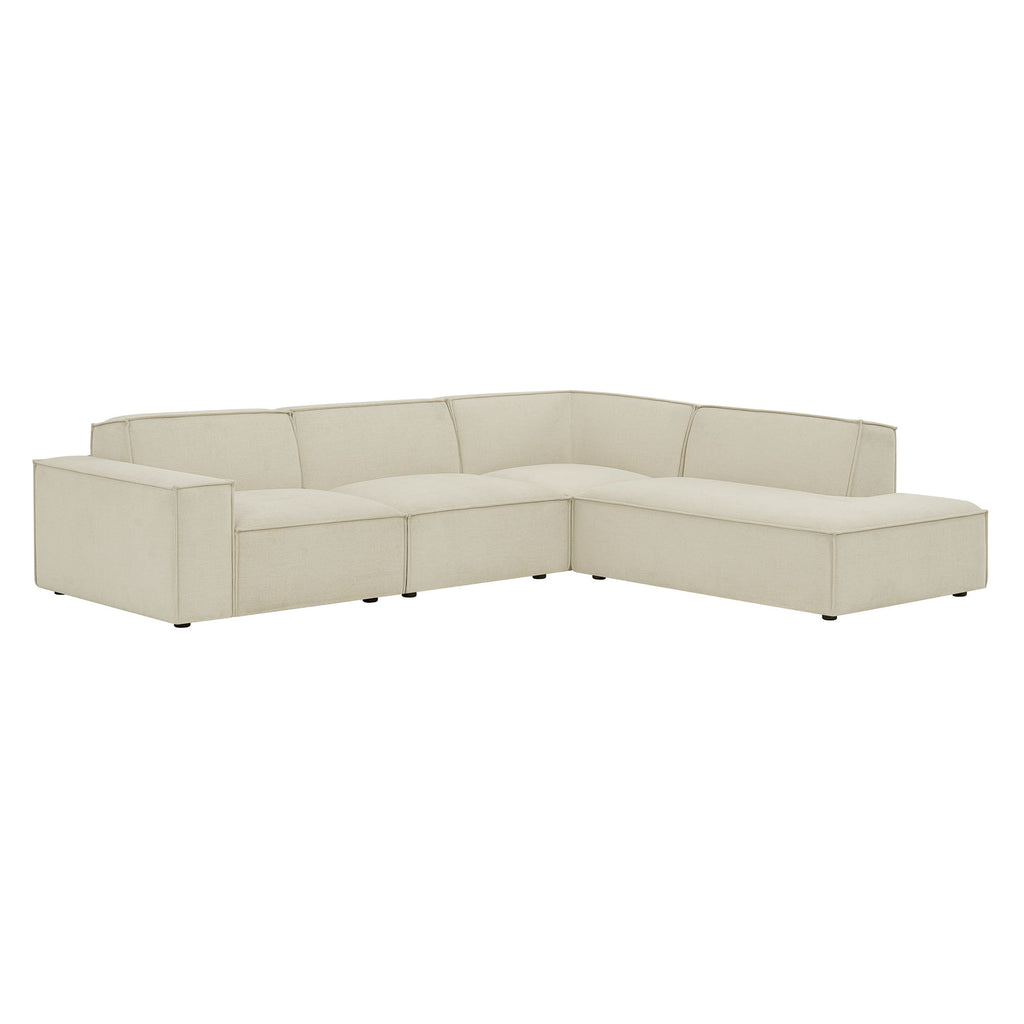 Restore 4-Piece Performance Fabric Upholstered Modular L-Shaped Sofa - Ecru (Chair, Corner Chair, Chaise, Chair)