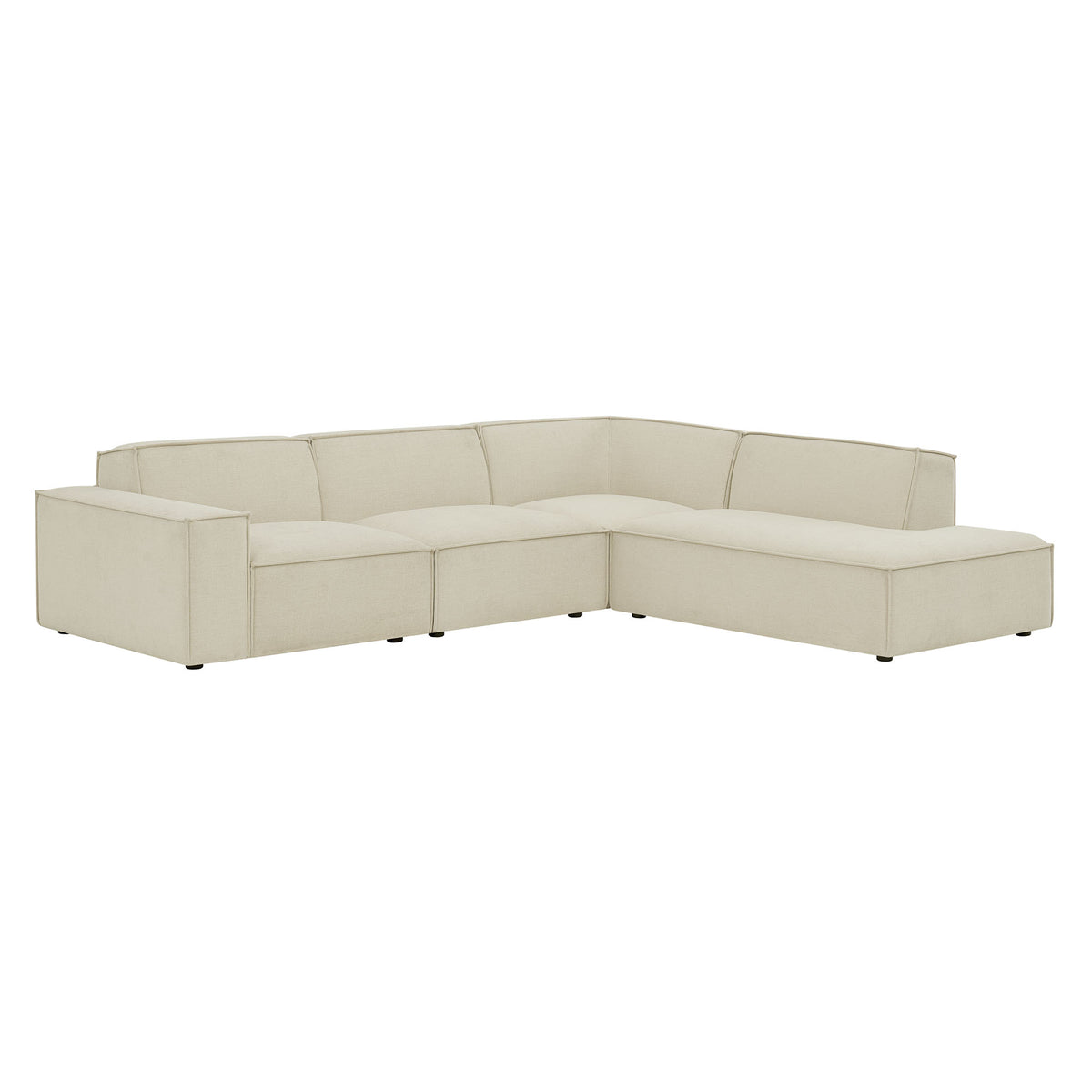Restore 4-Piece Performance Fabric Upholstered Modular L-Shaped Sofa - Ecru (Chair, Corner Chair, Chaise, Chair)