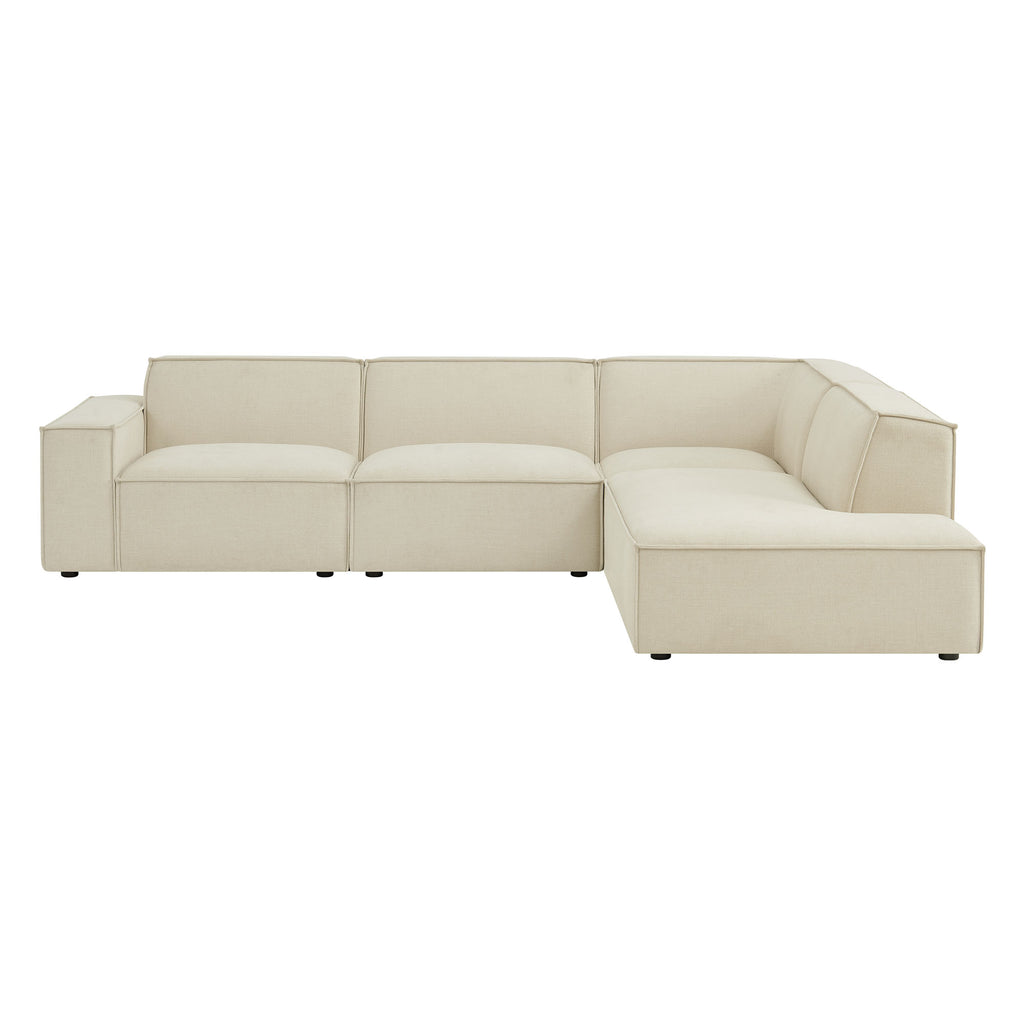 Restore 4-Piece Performance Fabric Upholstered Modular L-Shaped Sofa - Ecru (Chair, Corner Chair, Chaise, Chair)